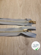 FERMETURE RIRI METAL NON SÉPARABLE DOUBLE CHEMINS RÉVERSIBLE 90CM GRIS CLAIR - My Little Coupon