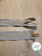 FERMETURE RIRI METAL NON SÉPARABLE DOUBLE CHEMINS RÉVERSIBLE 90CM GRIS CLAIR - My Little Coupon