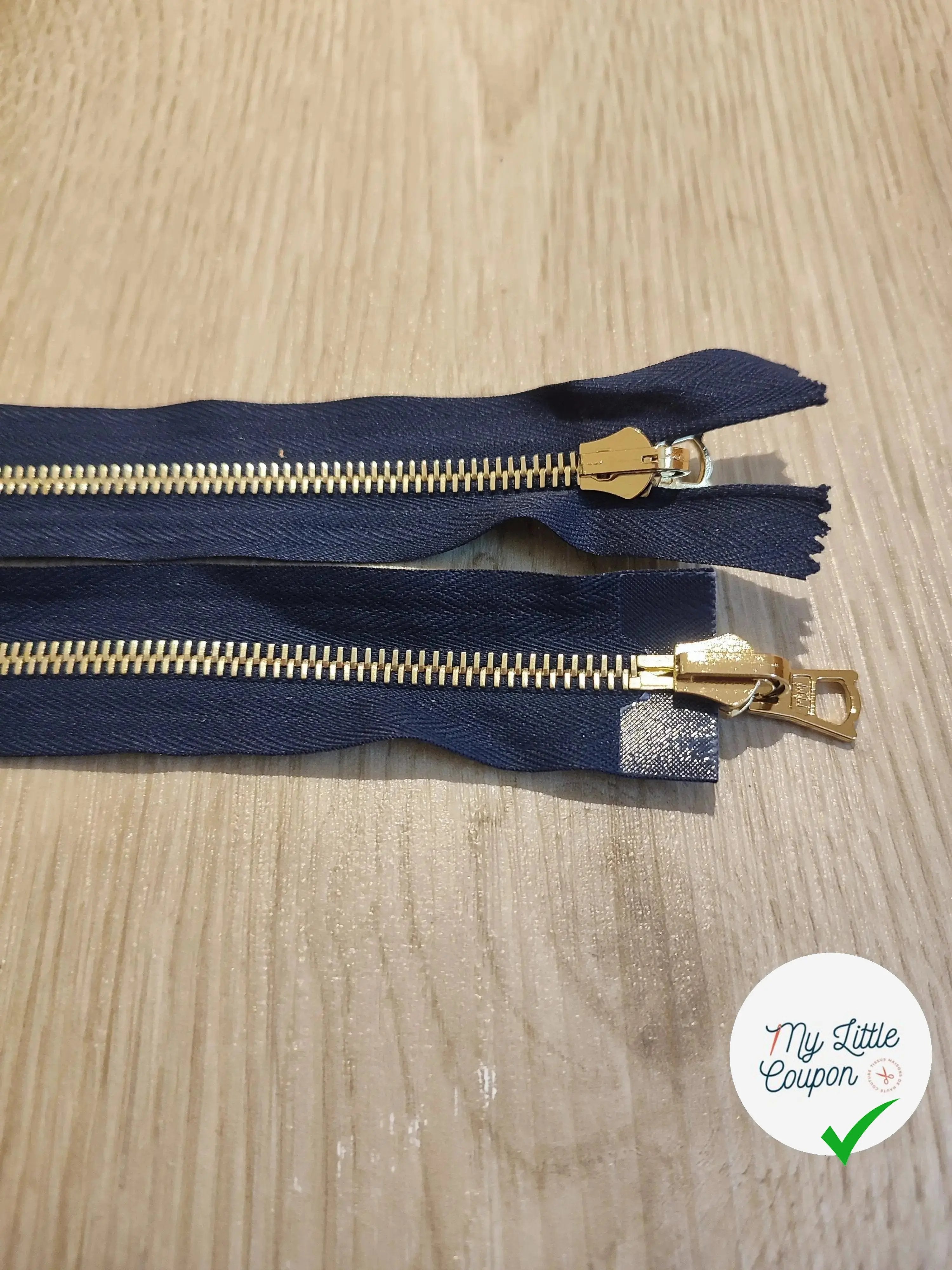 FERMETURE RIRI METAL NON SÉPARABLE DOUBLE CHEMINS RÉVERSIBLE 80CM BLEU NUIT - My Little Coupon