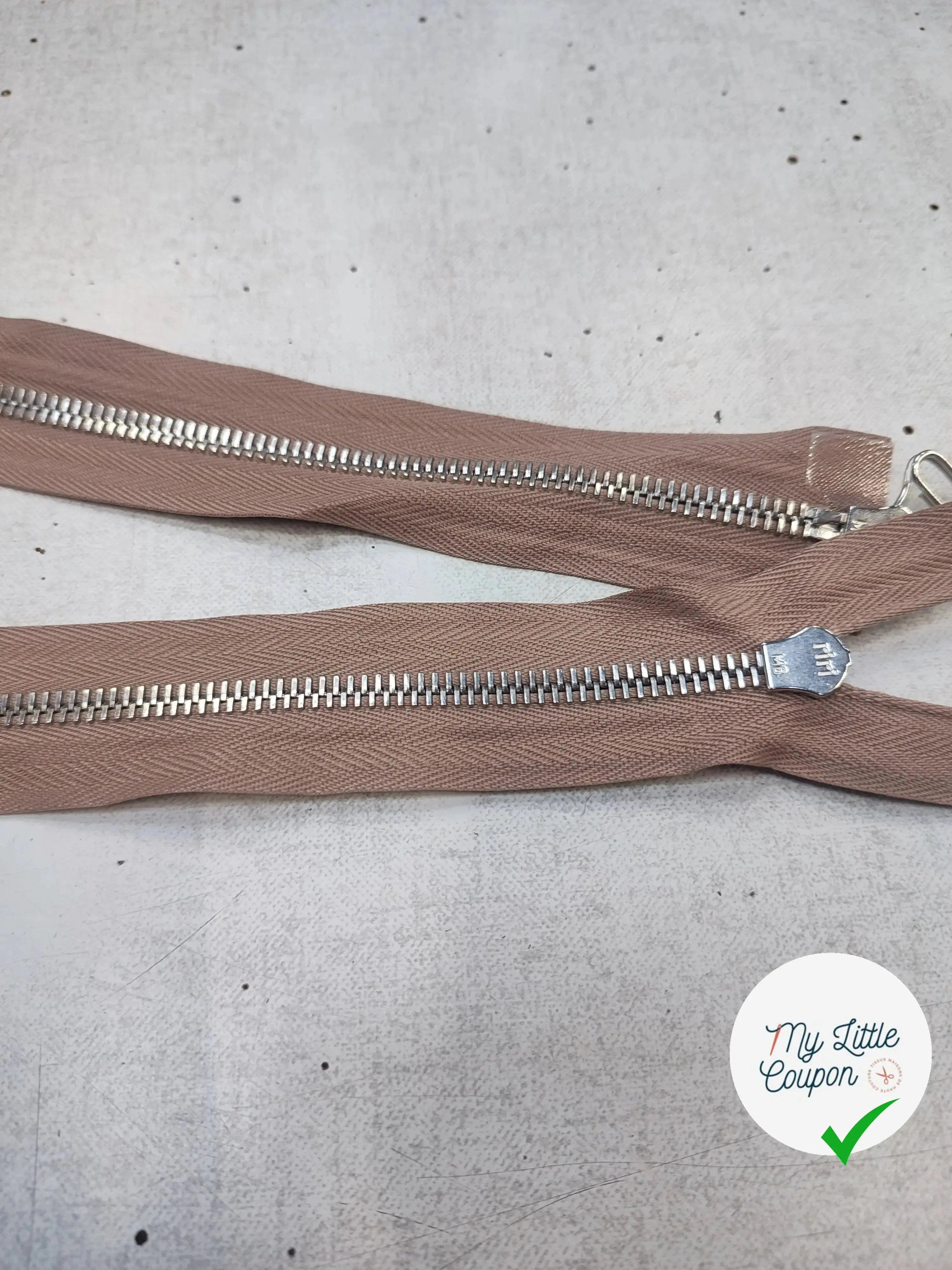 FERMETURE RIRI METAL NON SÉPARABLE DOUBLE ZIP 75CM MARRON CAFÉ M6 - My Little Coupon