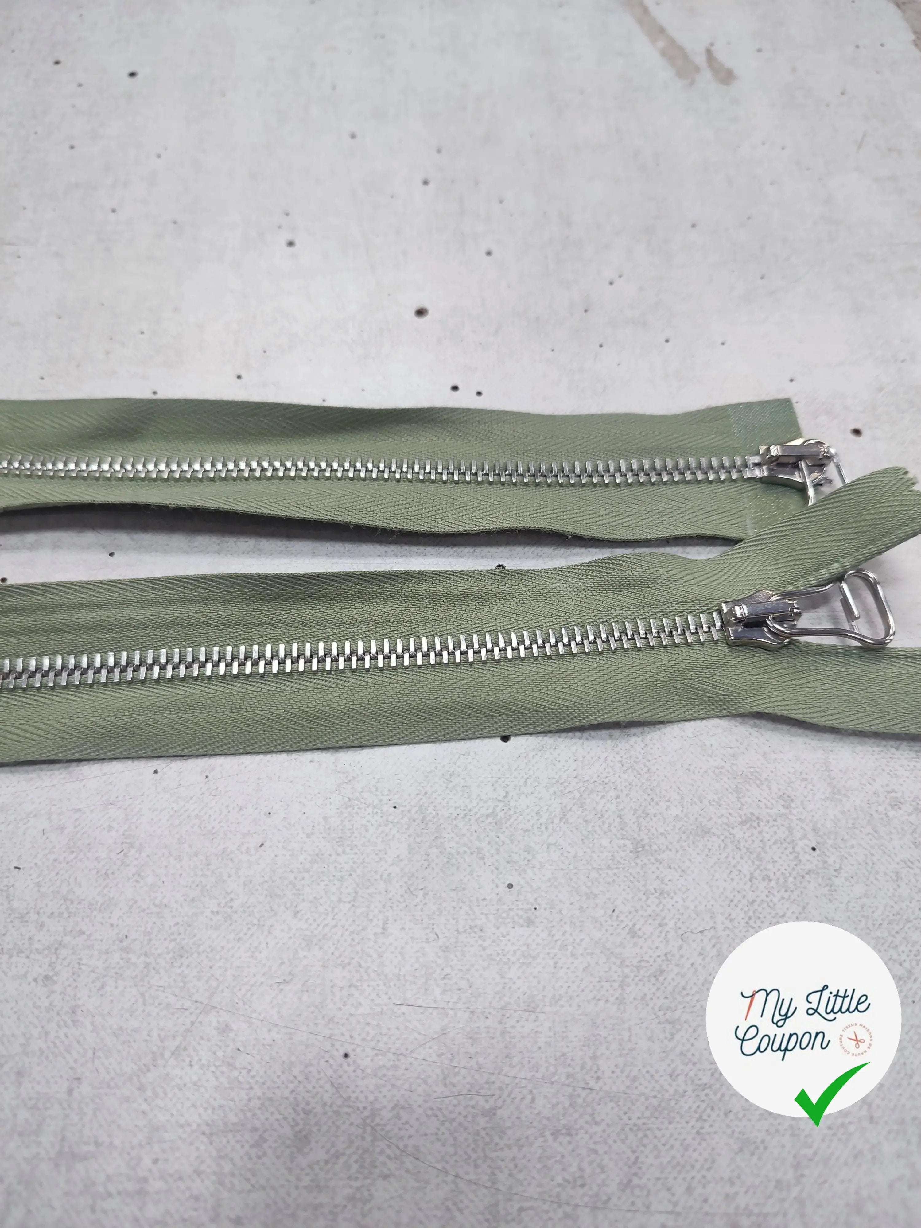 FERMETURE RIRI METAL NON SÉPARABLE DOUBLE ZIP 75CM VERT CLAIR M6 - My Little Coupon