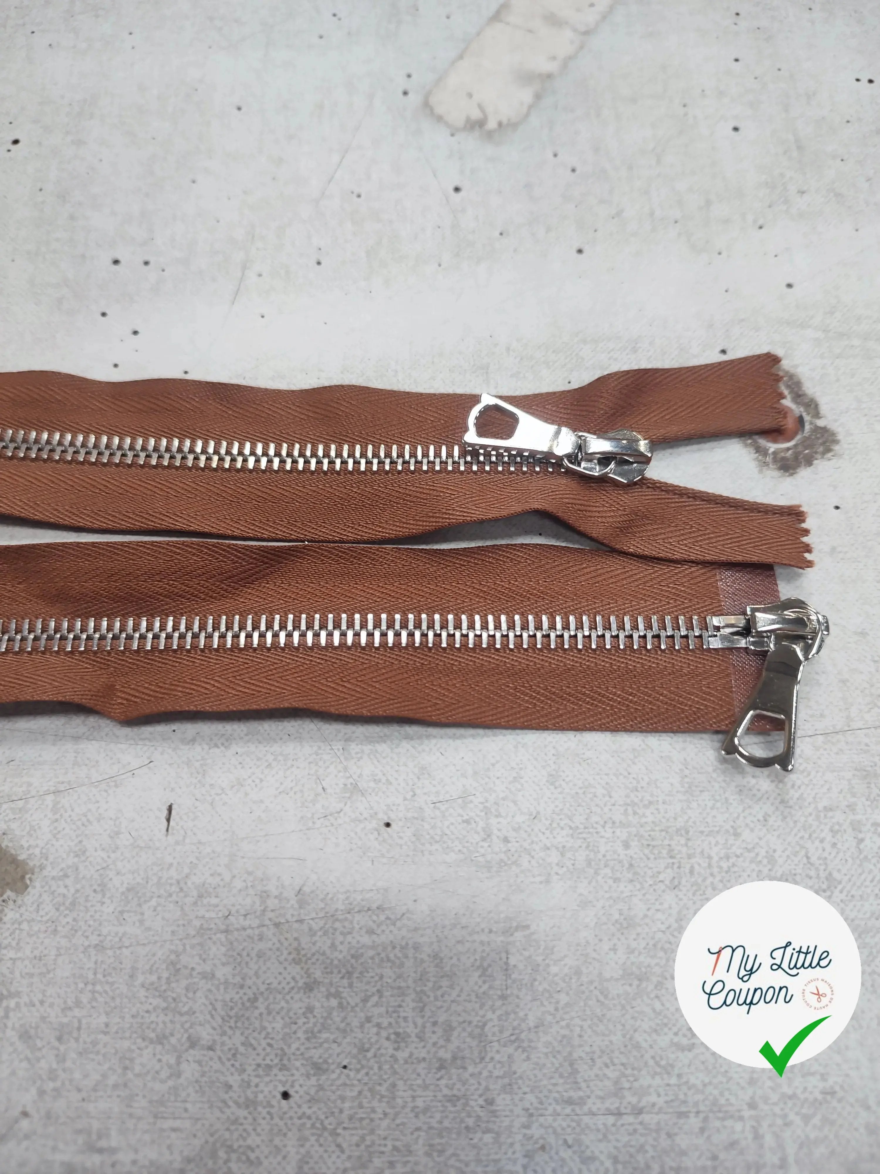 FERMETURE RIRI METAL NON SÉPARABLE DOUBLE ZIP 80CM MARRON M6 - My Little Coupon