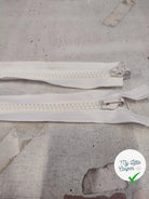 FERMETURE RIRI MÉTAL NON SÉPARABLE DOUBLE ZIP RÉVERSIBLE 100CM BLANC - My Little Coupon