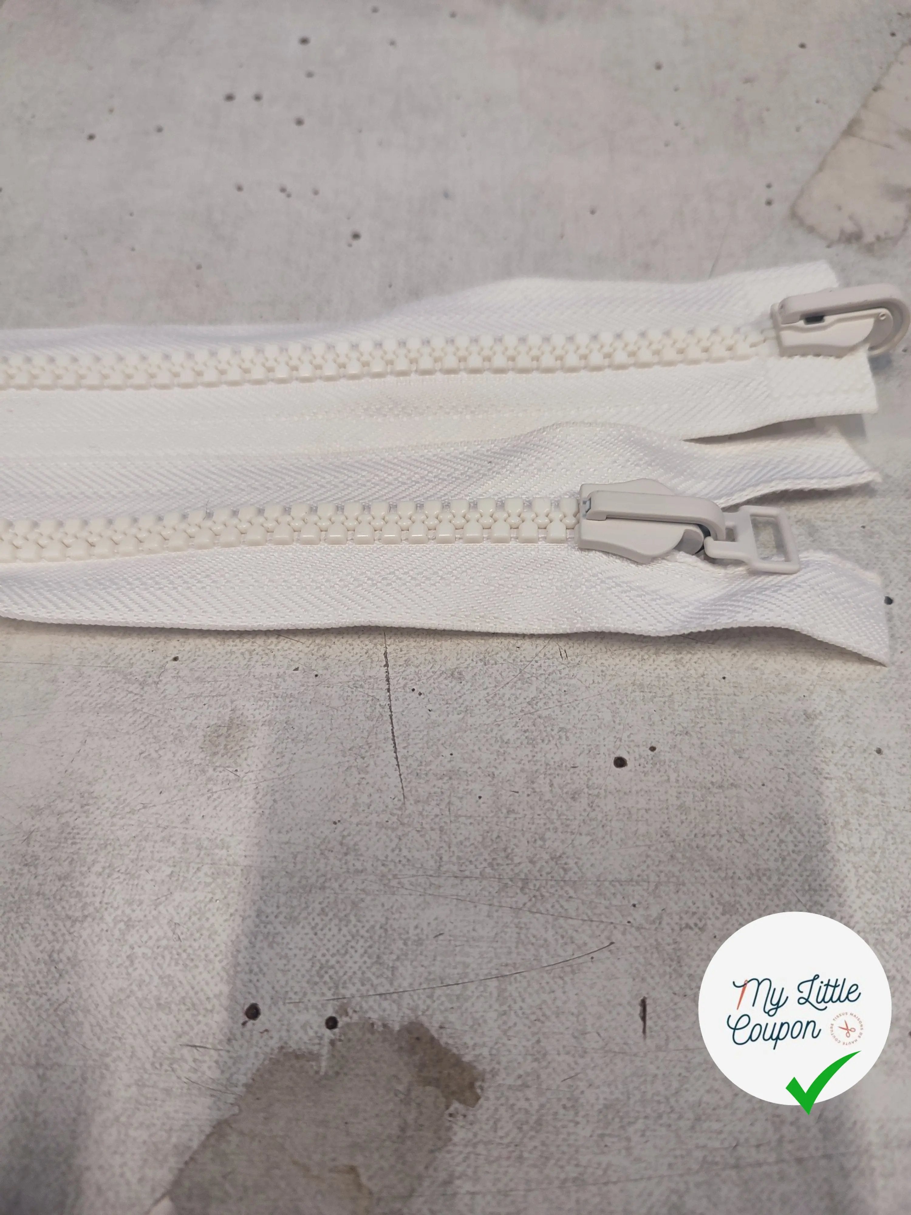 FERMETURE RIRI MÉTAL NON SÉPARABLE DOUBLE ZIP RÉVERSIBLE 100CM BLANC - My Little Coupon