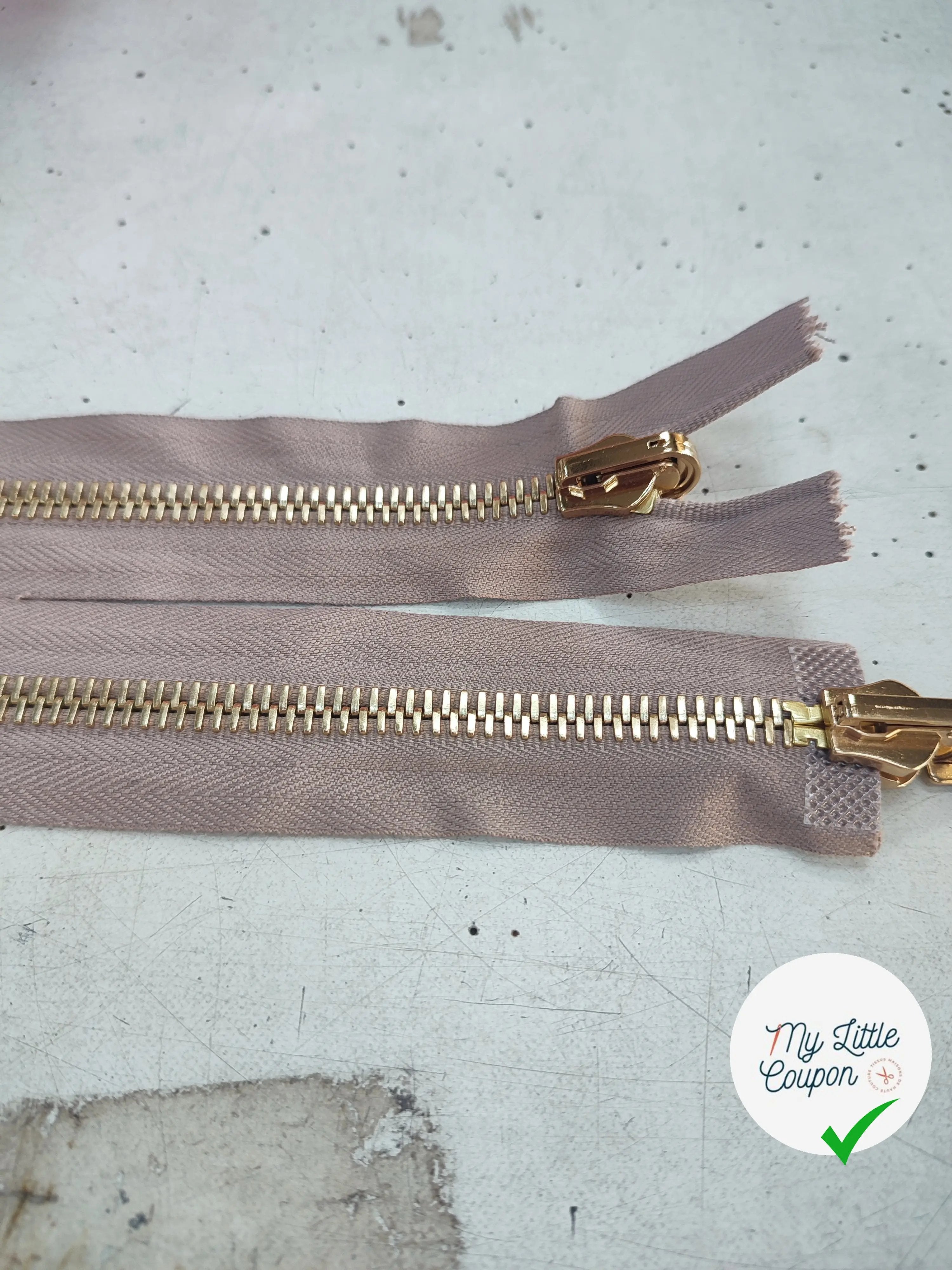 FERMETURE RIRI MÉTAL NON SÉPARABLE DOUBLE ZIP RÉVERSIBLE 110CM MARRON CAFÉ - My Little Coupon