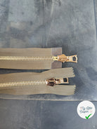 FERMETURE RIRI MÉTAL NON SÉPARABLE DOUBLE ZIP RÉVERSIBLE 80CM MARRON VERT KAKI - My Little Coupon