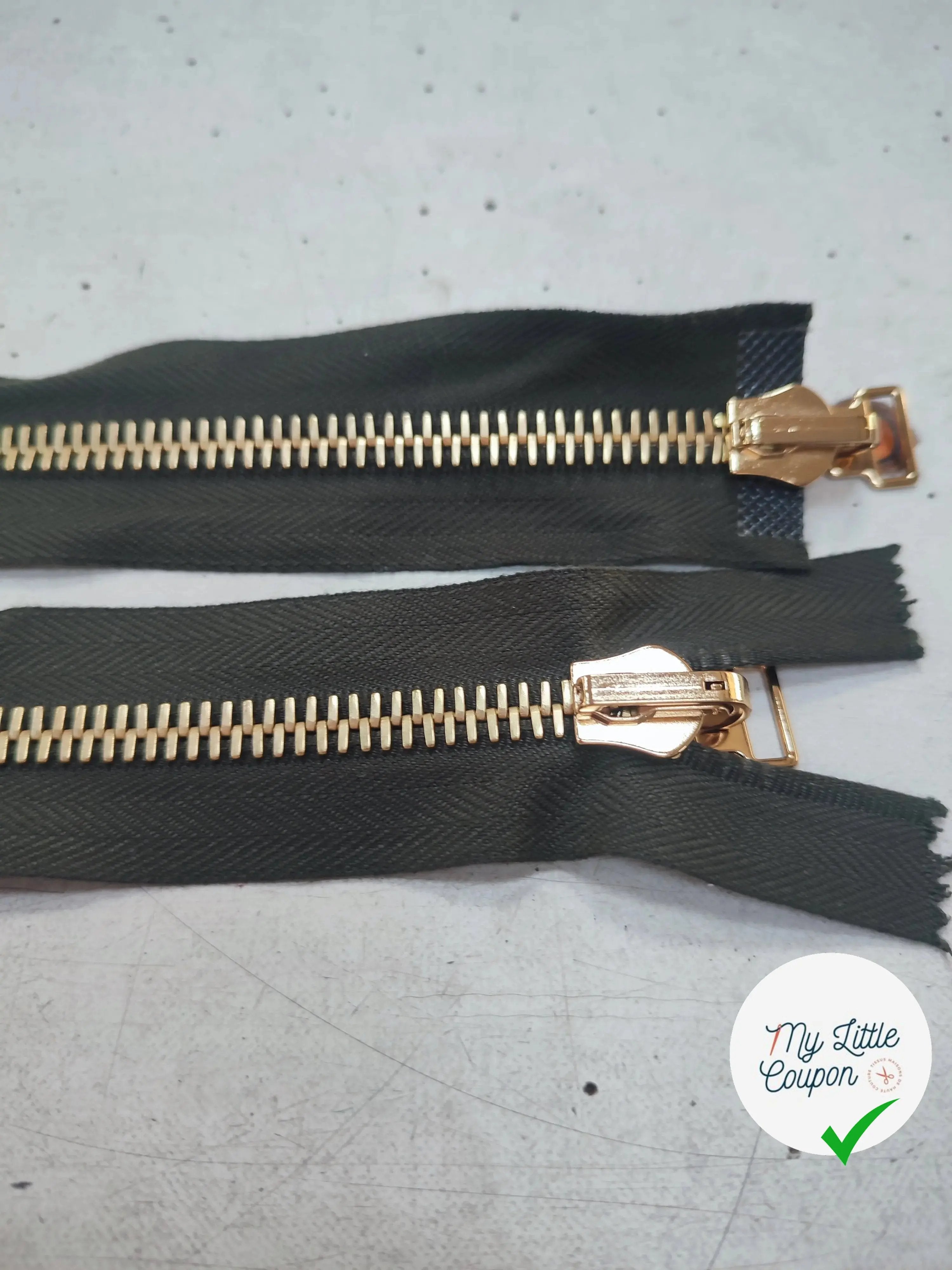 FERMETURE RIRI MÉTAL NON SÉPARABLE DOUBLE ZIP RÉVERSIBLE 110CM VERT KAKI - My Little Coupon