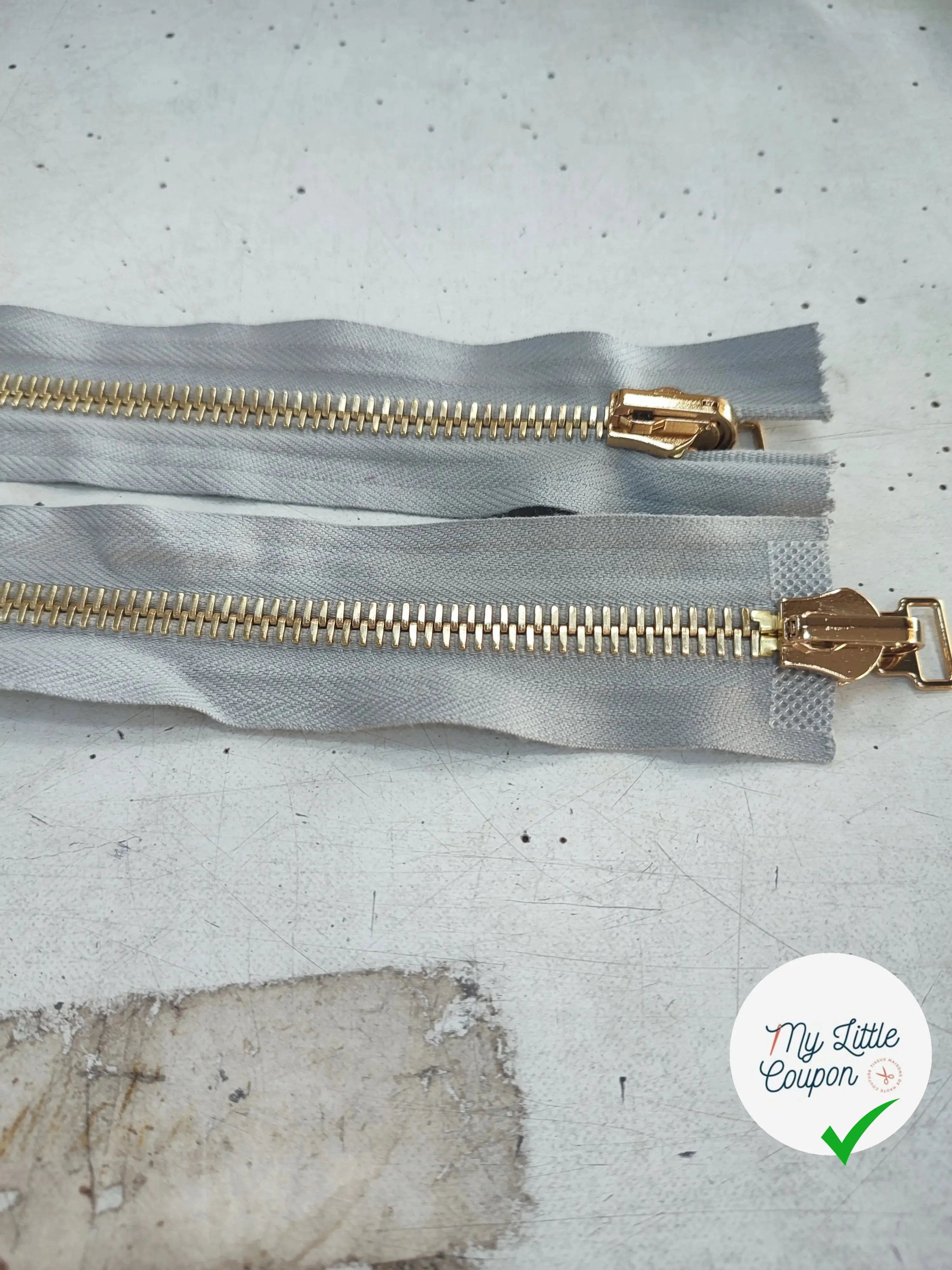 FERMETURE RIRI MÉTAL NON SÉPARABLE DOUBLE ZIP RÉVERSIBLE 60CM - My Little Coupon