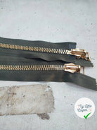 FERMETURE RIRI MÉTAL NON SÉPARABLE DOUBLE ZIP RÉVERSIBLE 98CM VERT KAKI - My Little Coupon