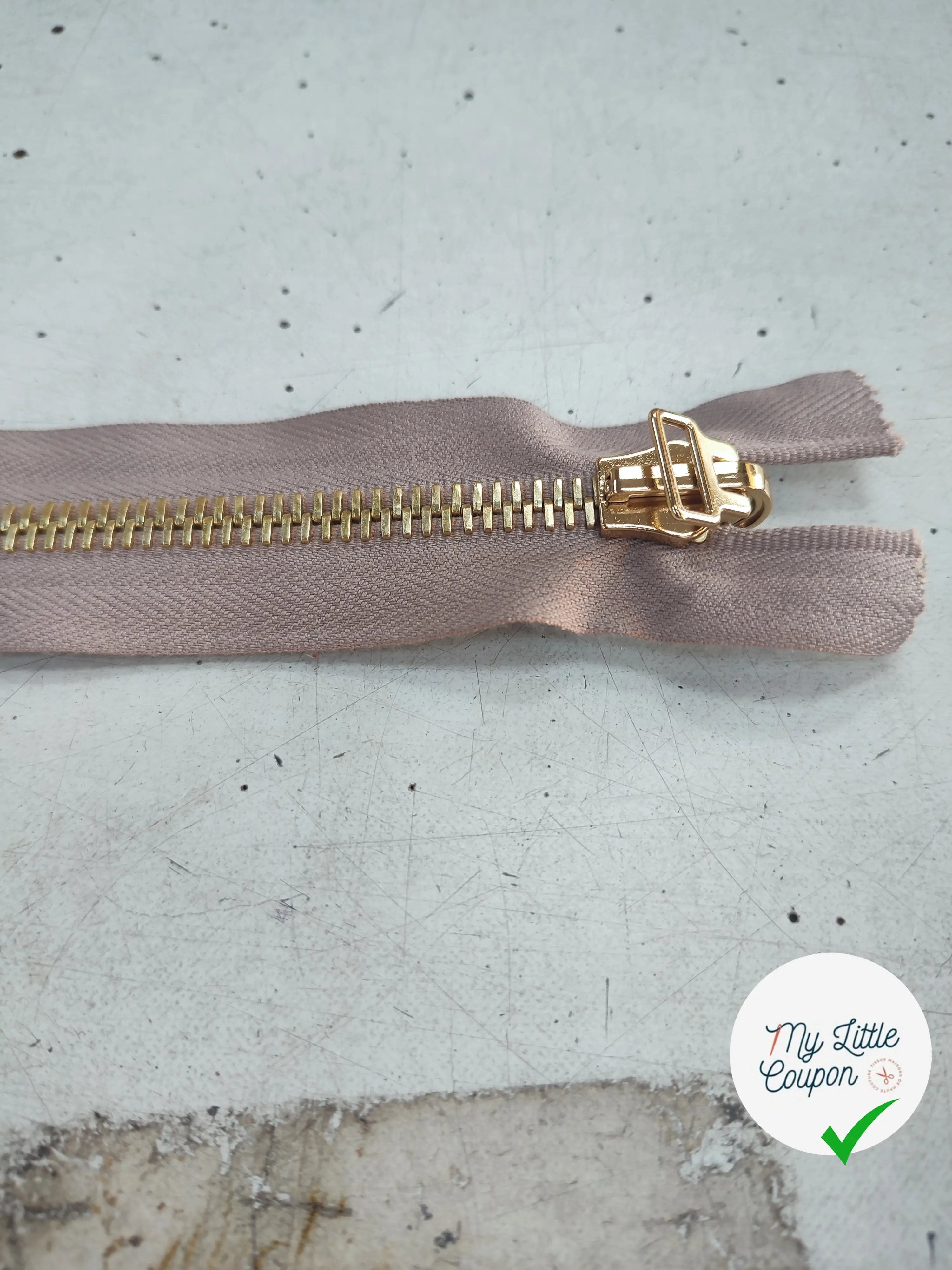 FERMETURE RIRI MÉTAL NON SÉPARABLE RÉVERSIBLE 18CM BEIGE FONCÉ - My Little Coupon