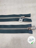 FERMETURE RIRI METAL NON SÉPARABLE DOUBLE CHEMINS 100CM VERT BLEU FONCÉ - My Little Coupon