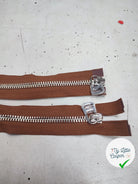 FERMETURE RIRI METAL NON SÉPARABLE DOUBLE CHEMINS 100CM MARRON - My Little Coupon