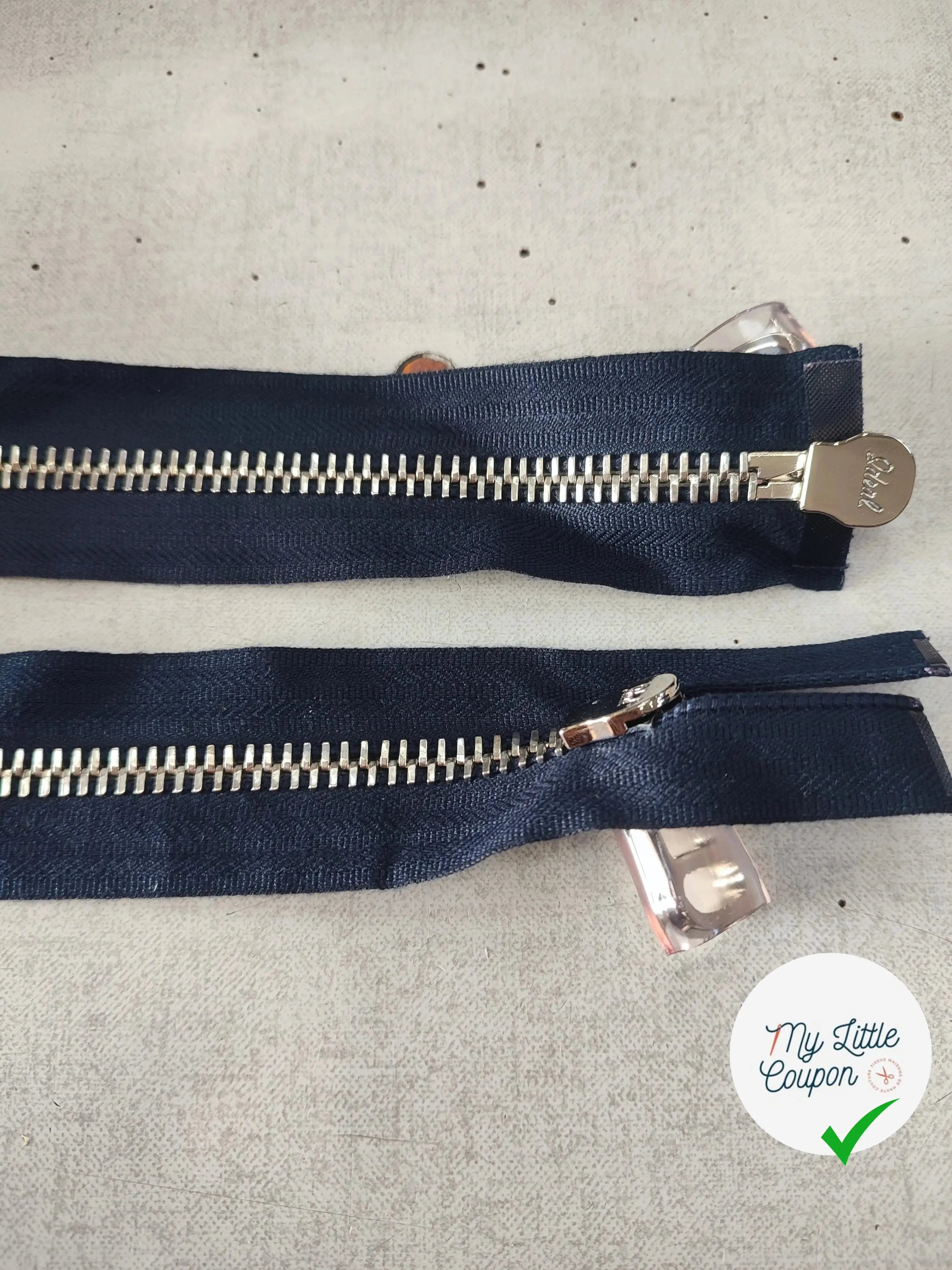 FERMETURE RIRI METAL NON SÉPARABLE DOUBLE CHEMINS 60CM BLEU NUIT - My Little Coupon