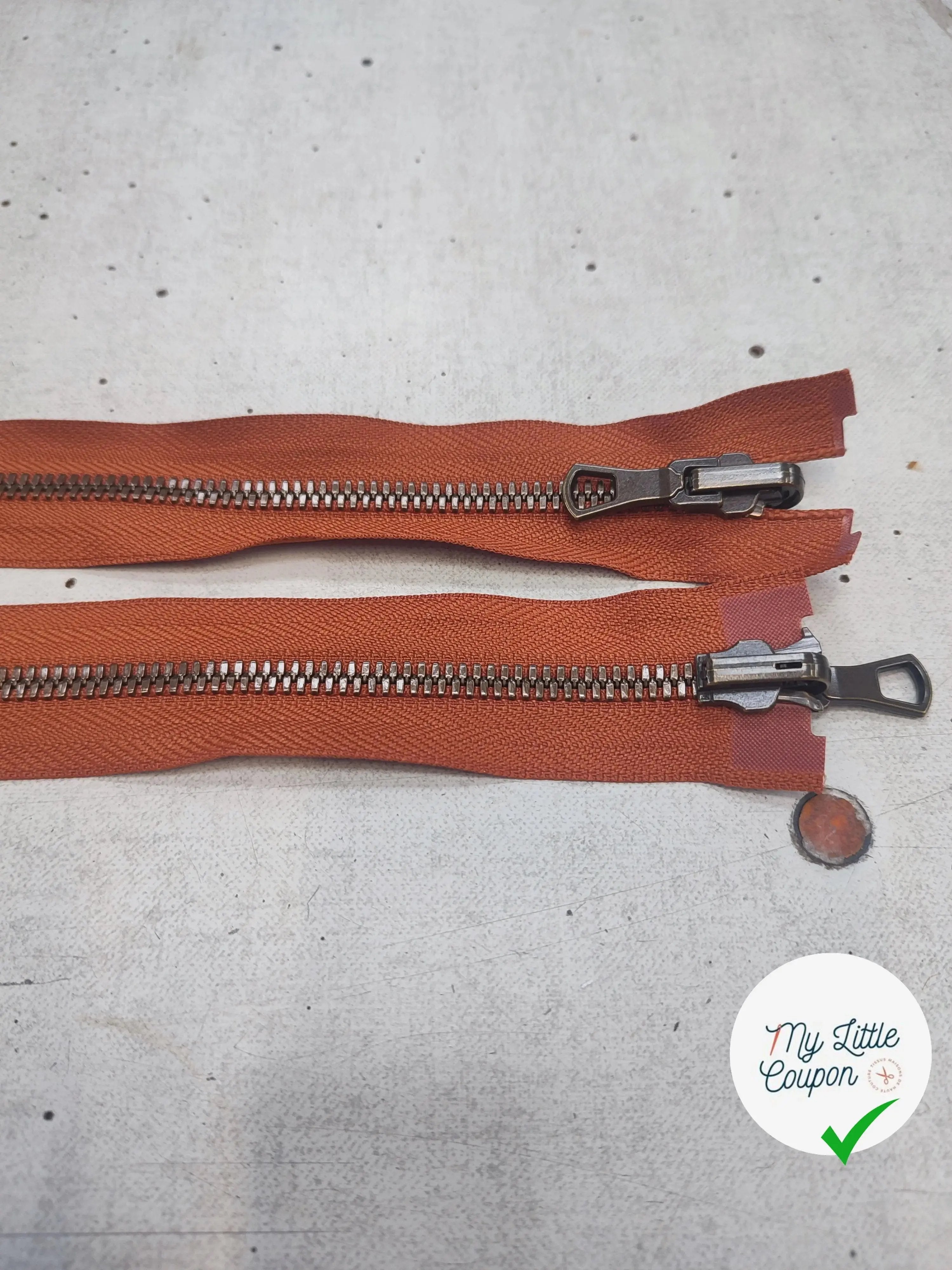 FERMETURE RIRI MÉTAL SÉPARABLE 85CM MARRON CITROUILLE - My Little Coupon