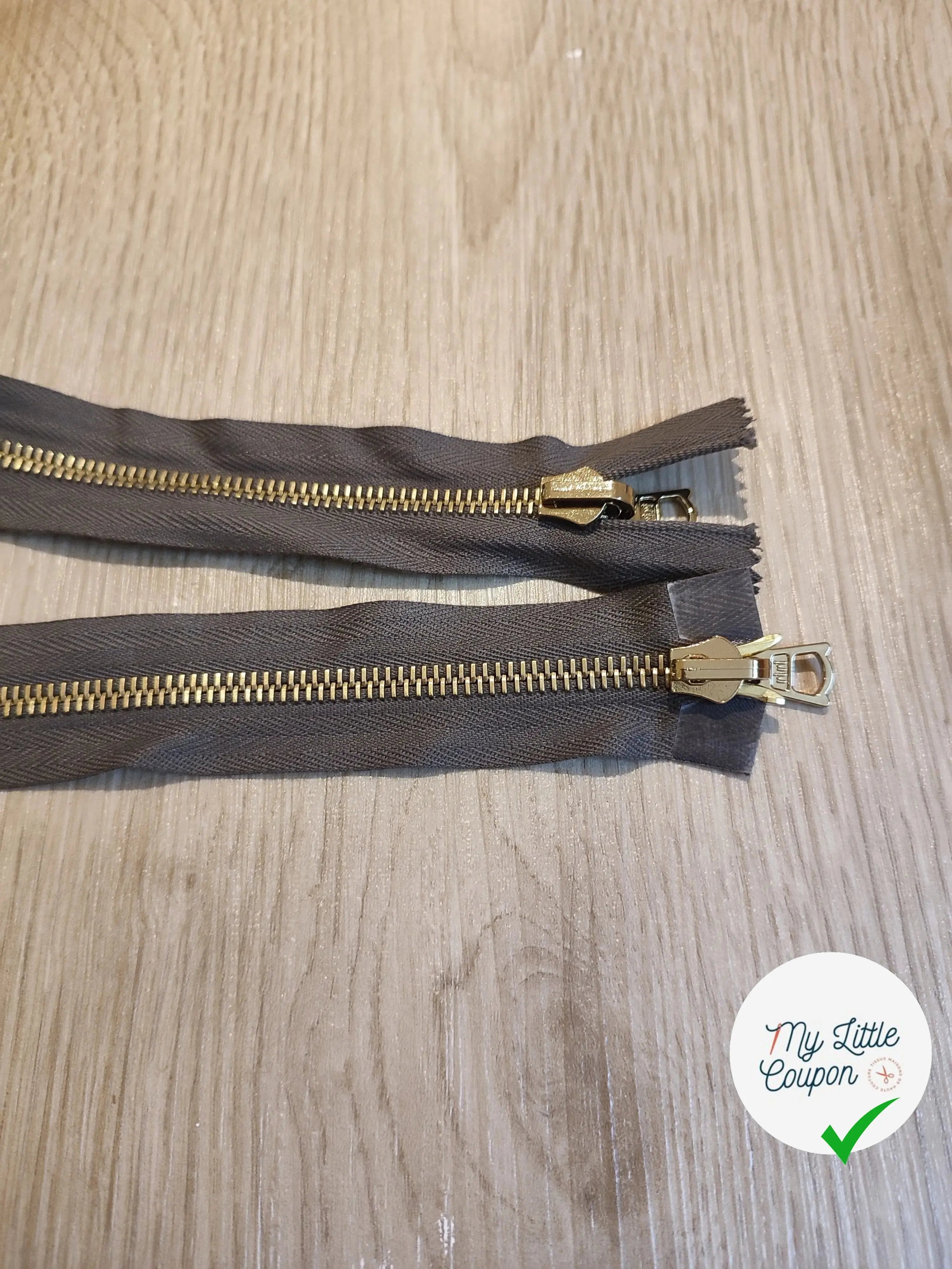 FERMETURE RIRI METAL SÉPARABLE DOUBLE CHEMINS RÉVERSIBLE 95CM MARRON FONCÉ - My Little Coupon