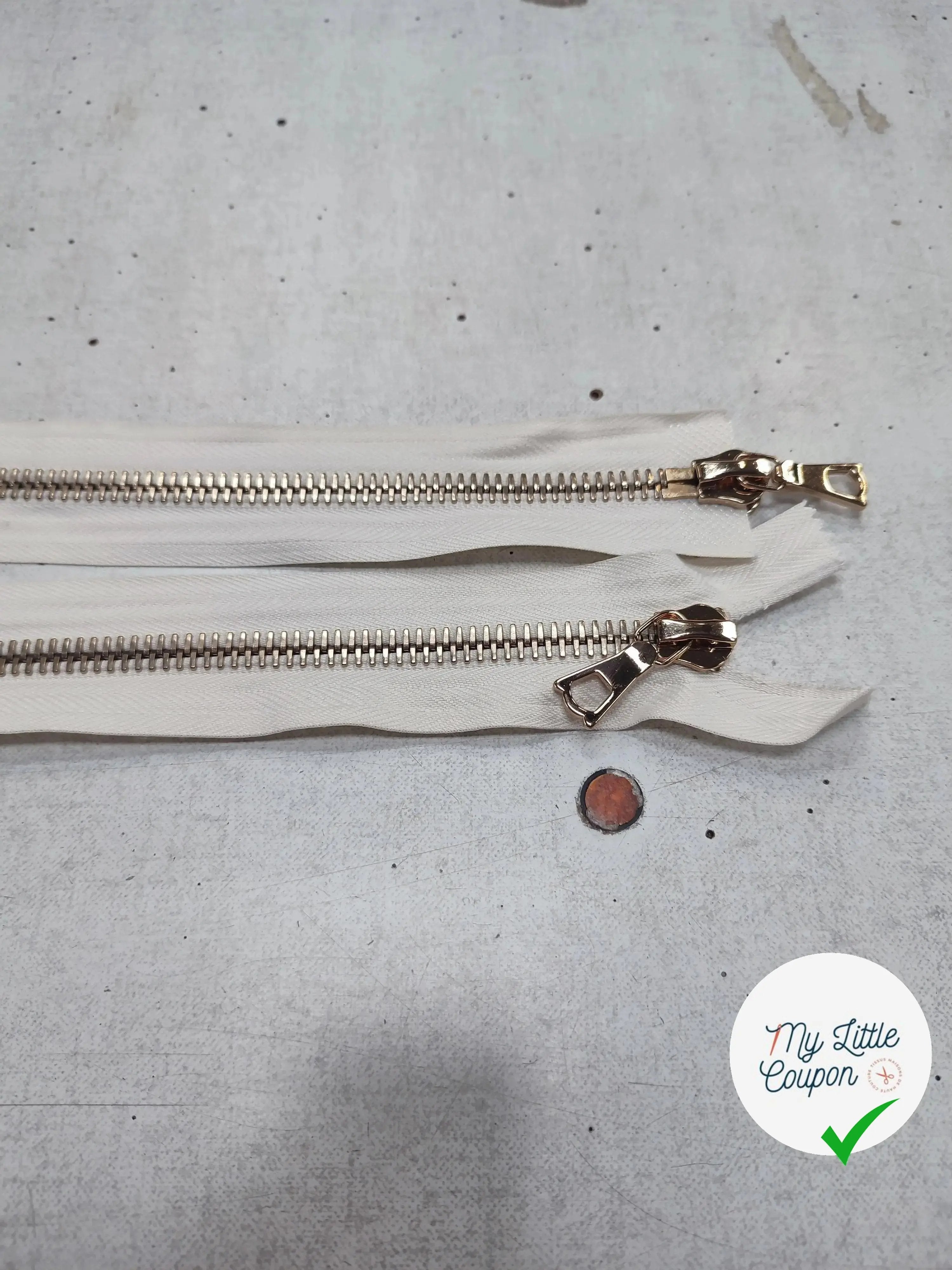 FERMETURE RIRI METAL NON SÉPARABLE DOUBLE CHEMIN BLANC CRÈME 100CM M8 - My Little Coupon