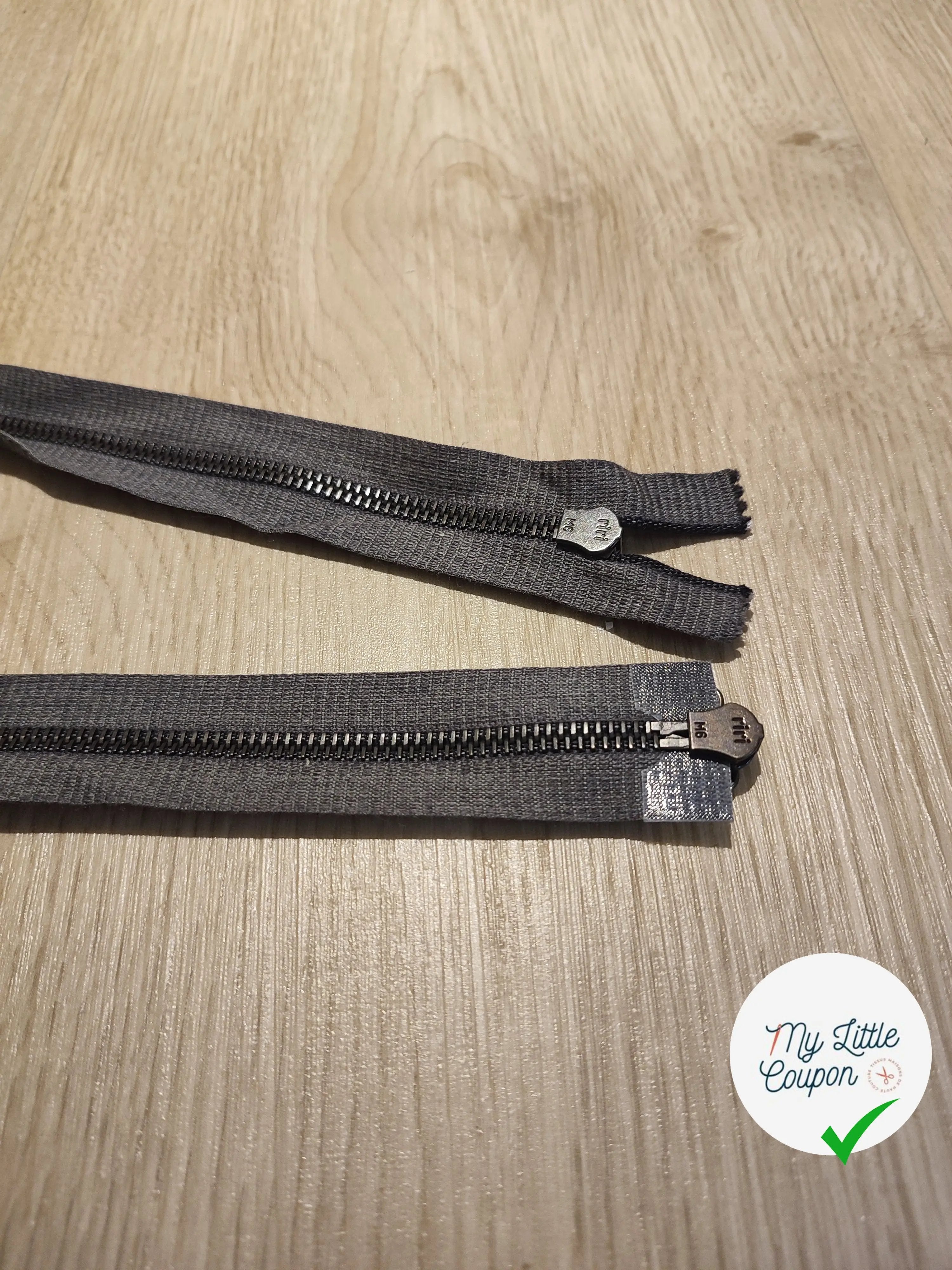 FERMETURE RIRI METAL SEPARABLE DOUBLE CHEMINS 80CM GRIS À CARREAUX M6 - My Little Coupon
