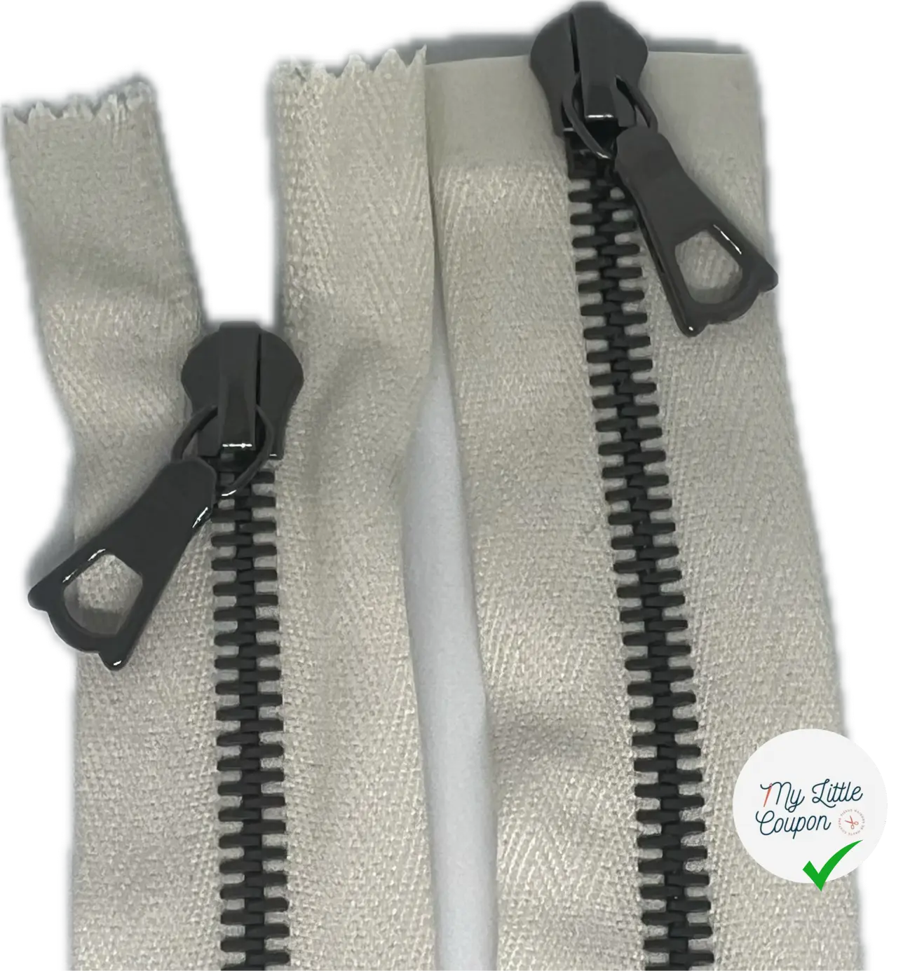 FERMETURE RIRI METAL SOMBRE DOUBLE VOIES 90CM M6 BLANCHE - My Little Coupon