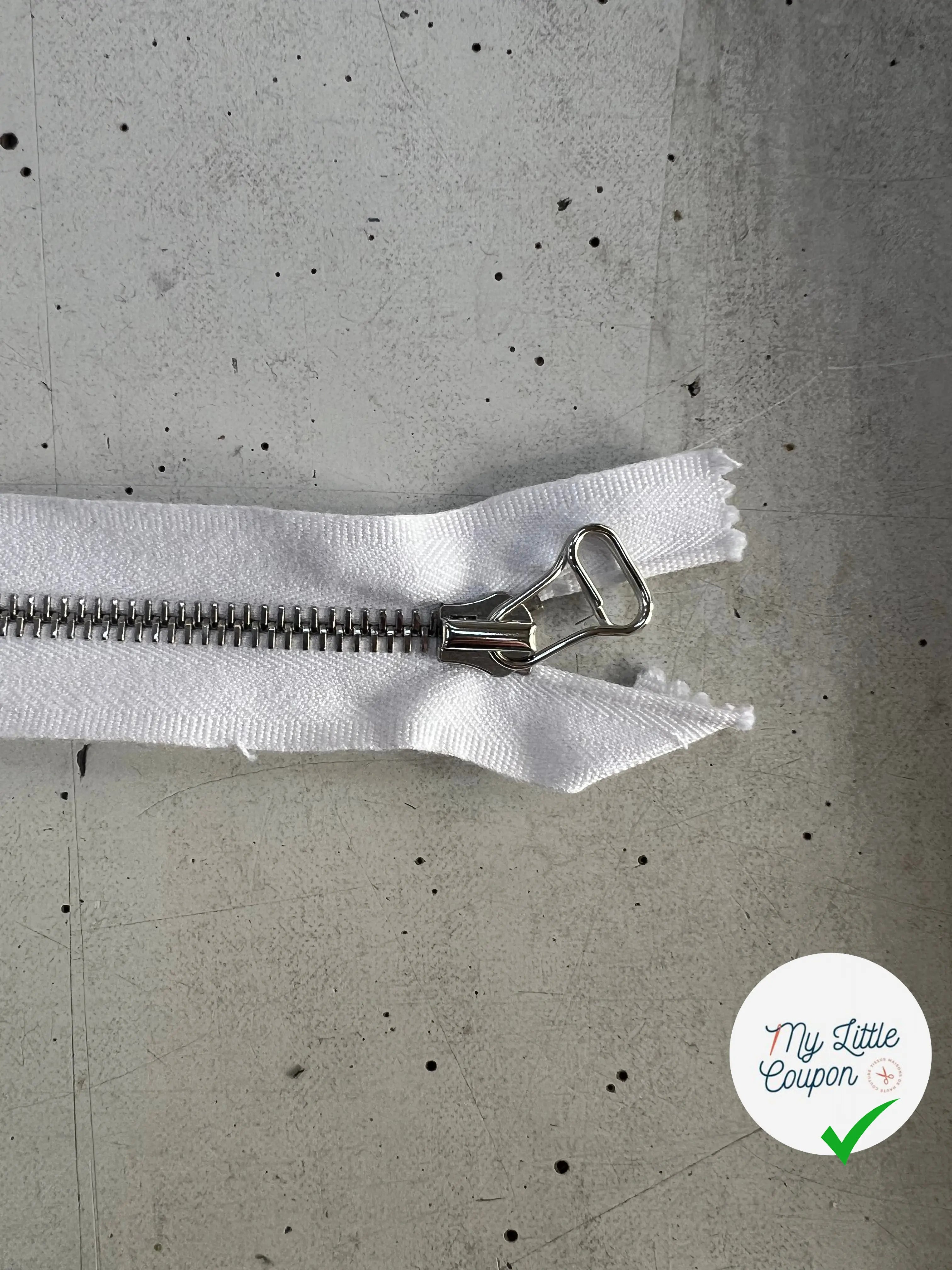 FERMETURE RIRI NON SÉPARABLE BLANCHE MÉTAL 14CM - My Little Coupon