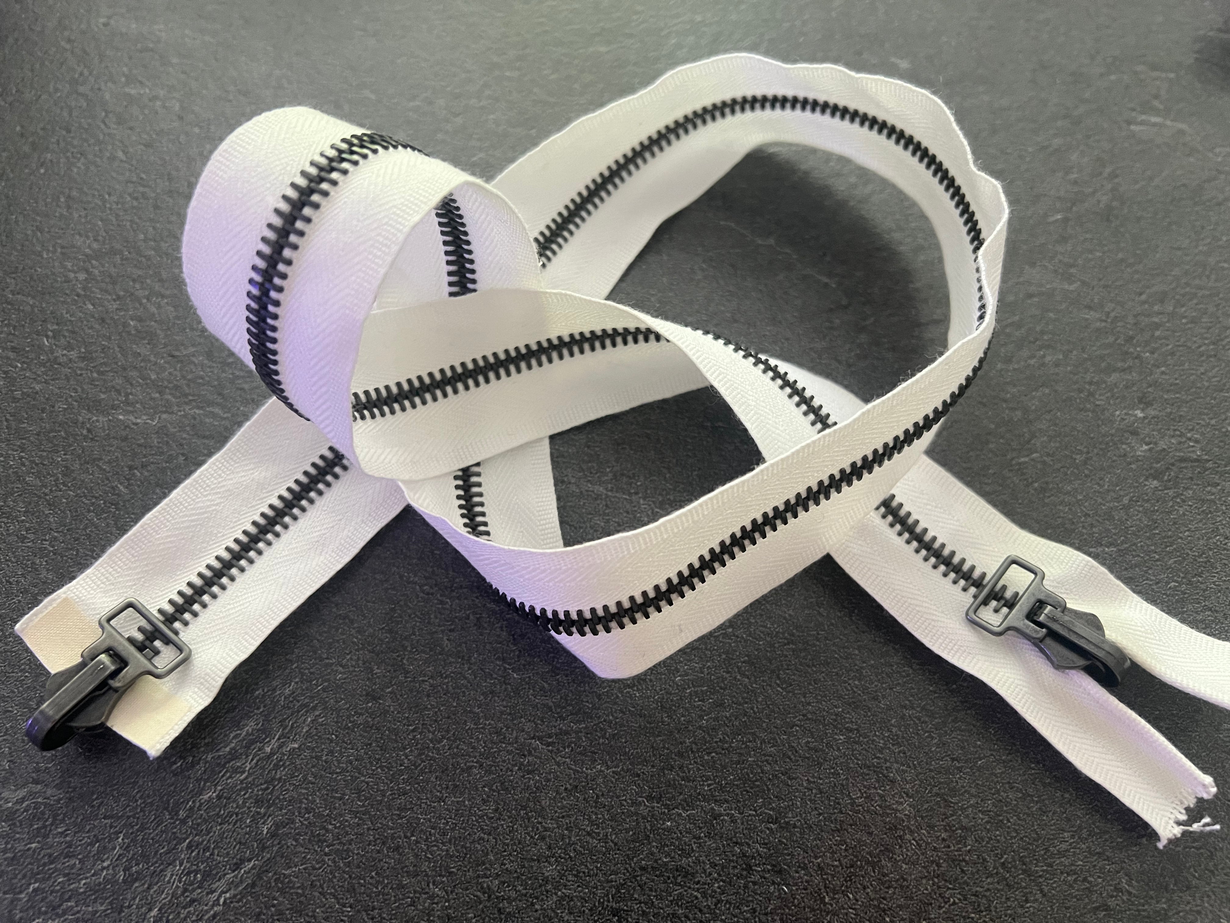 FERMETURE SÉPARABLE DOUBLE CURSEUR RÉVERSIBLE BLANC 75cm - My Little Coupon