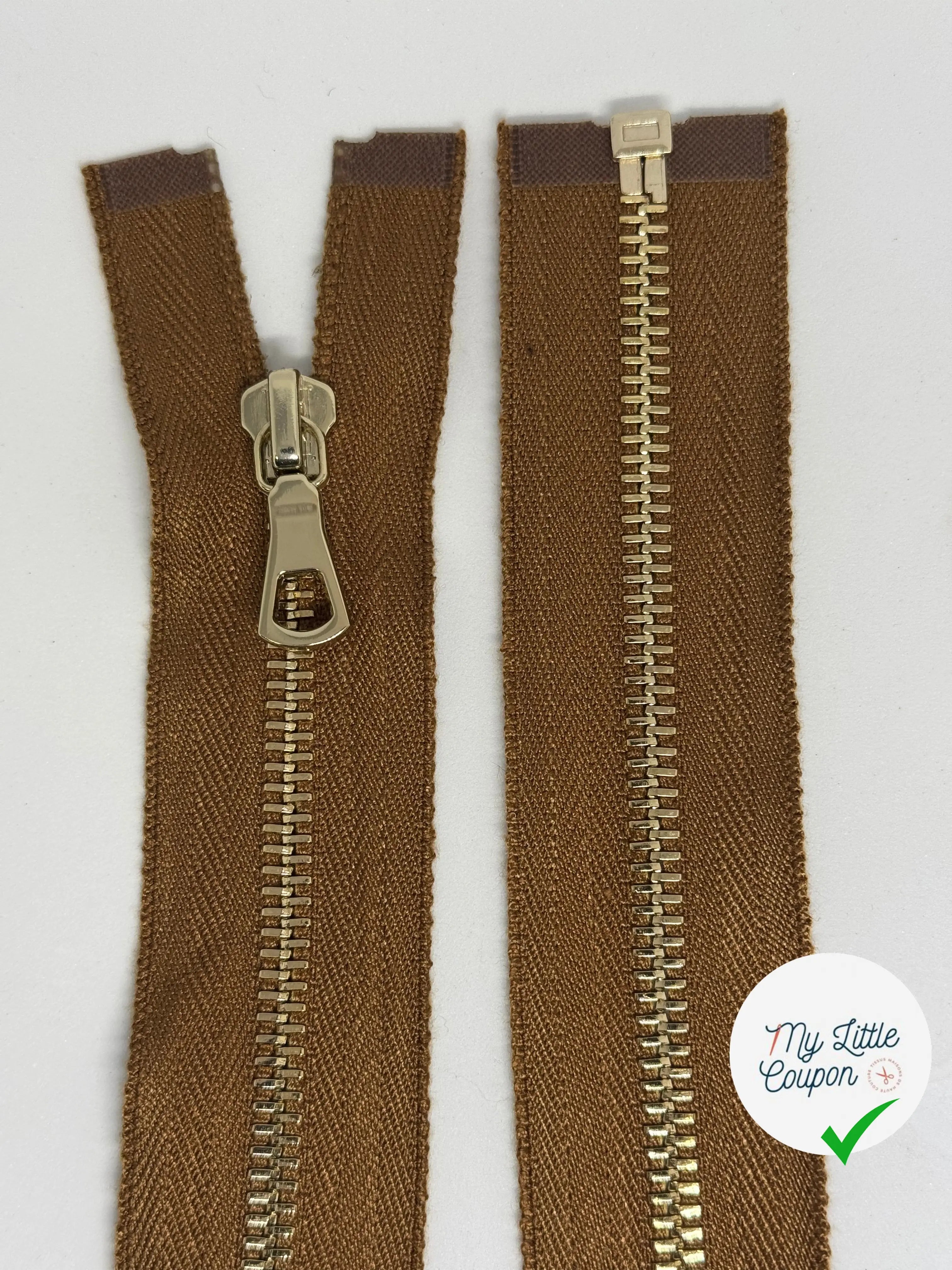 FERMETURE SÉPARABLE MÉTAL DORÉ MARRON COFFEE - My Little Coupon