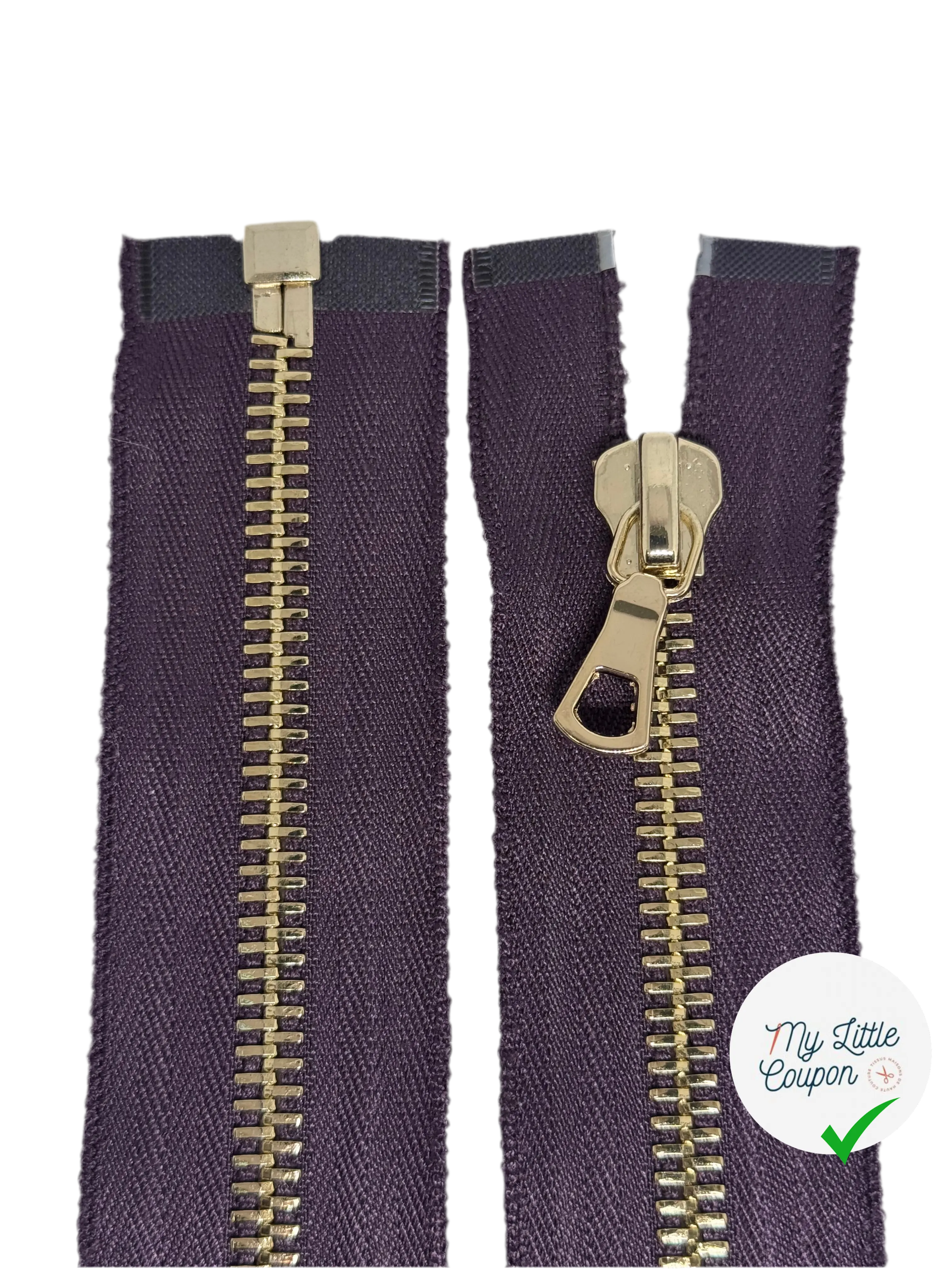 FERMETURE SÉPARABLE VIOLINE 60CM MÉTAL DORÉ - My Little Coupon