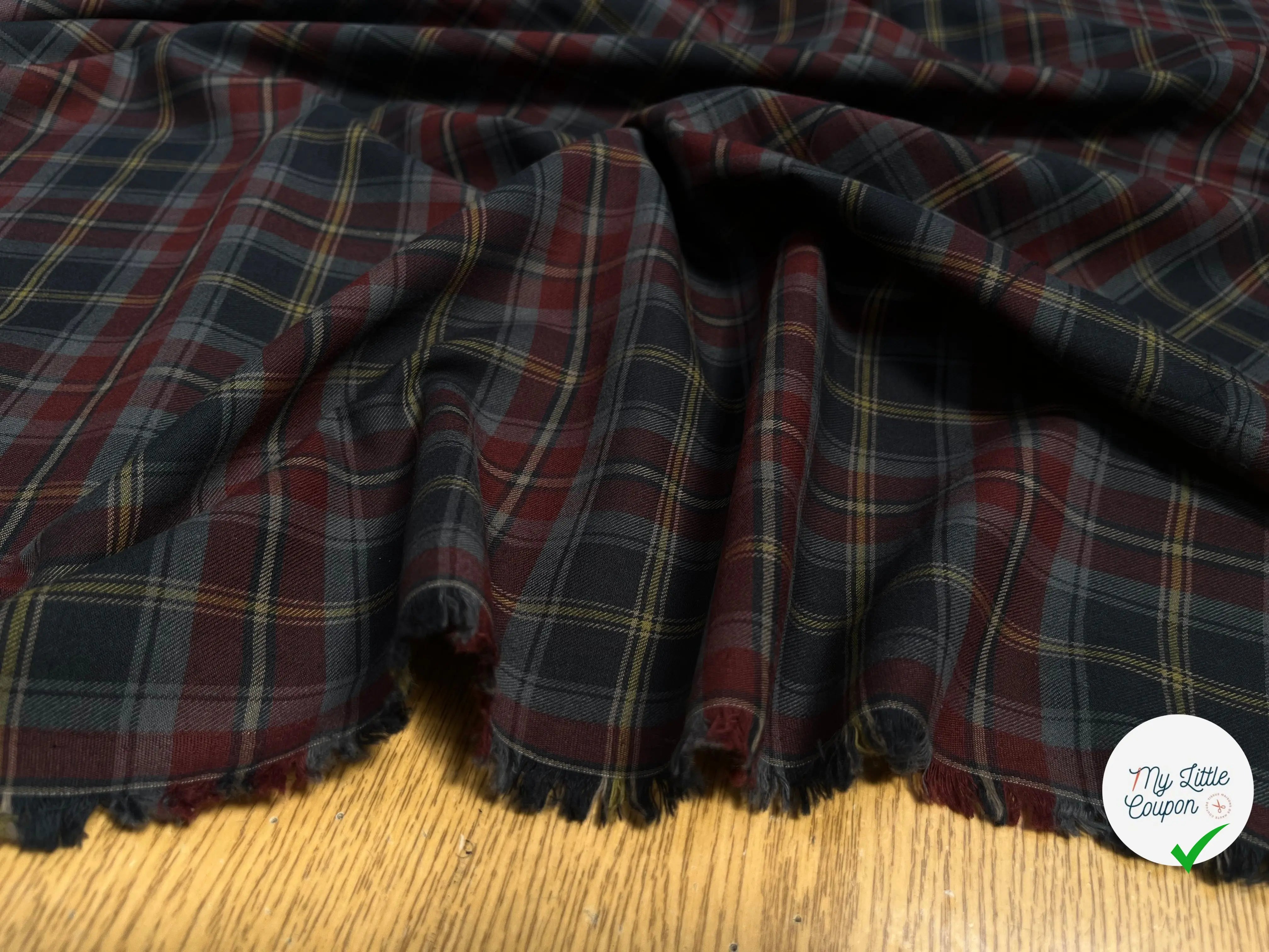FLANELLE 100% COTON À CARREAUX ROUGE BLEU NUIT JAUNE GRIS - My Little Coupon