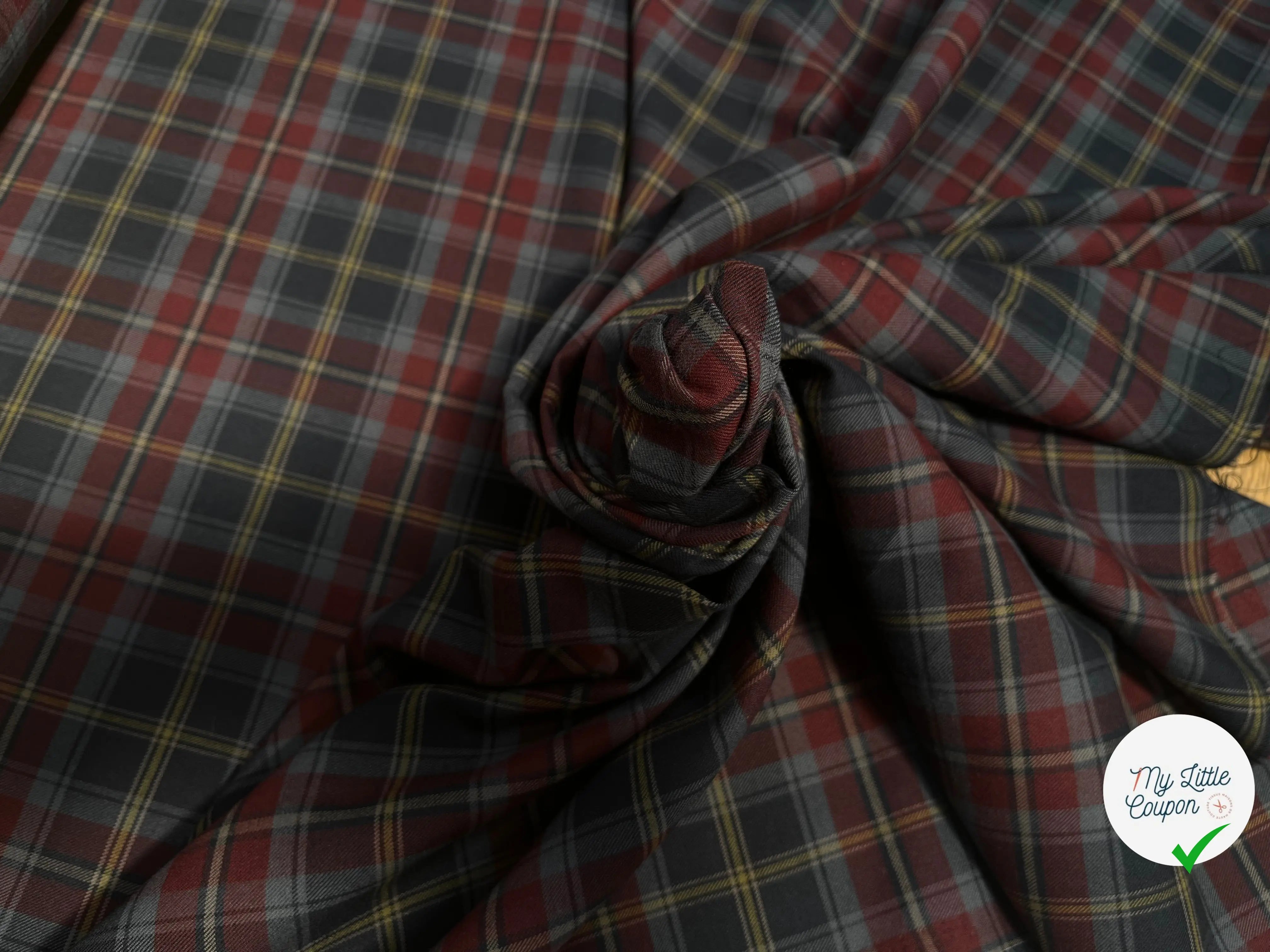 FLANELLE 100% COTON À CARREAUX ROUGE BLEU NUIT JAUNE GRIS - My Little Coupon