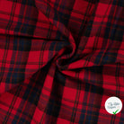 FLANELLE COTON  BROSSÉE À CARREAUX FILS TEINTS ROUGE - My Little Coupon