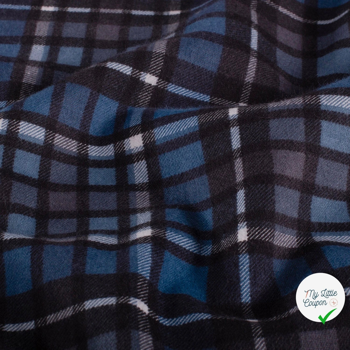 FLANELLE DE COTON CARREAUX ÉCOSSAIS BLEU MARINE - My Little Coupon