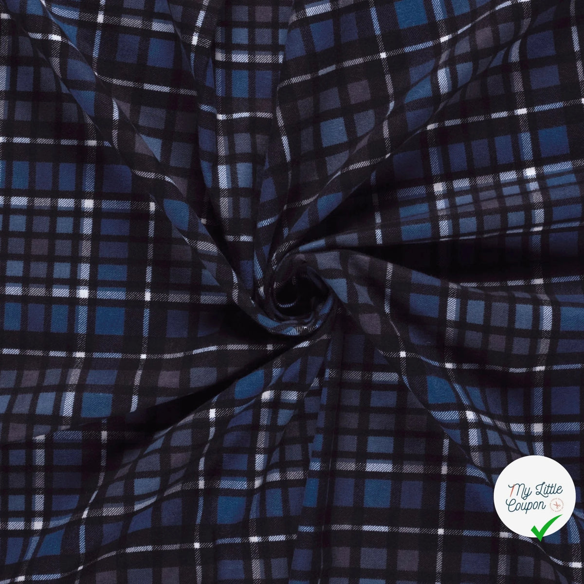 FLANELLE DE COTON CARREAUX ÉCOSSAIS BLEU MARINE - My Little Coupon