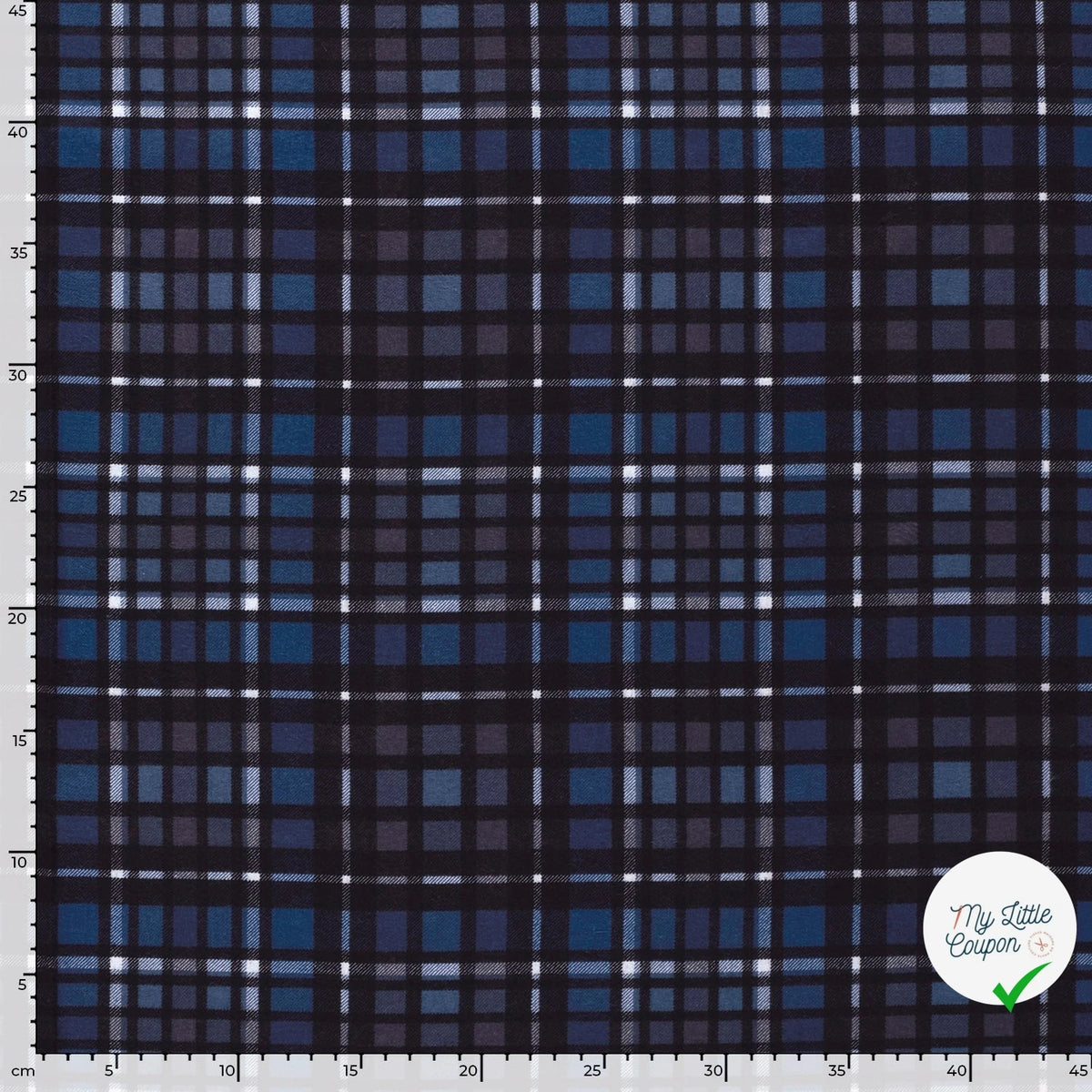 FLANELLE DE COTON CARREAUX ÉCOSSAIS BLEU MARINE - My Little Coupon