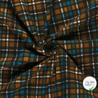 FLANELLE DE COTON CARREAUX ÉCOSSAIS MARRON MOUTARDE - My Little Coupon