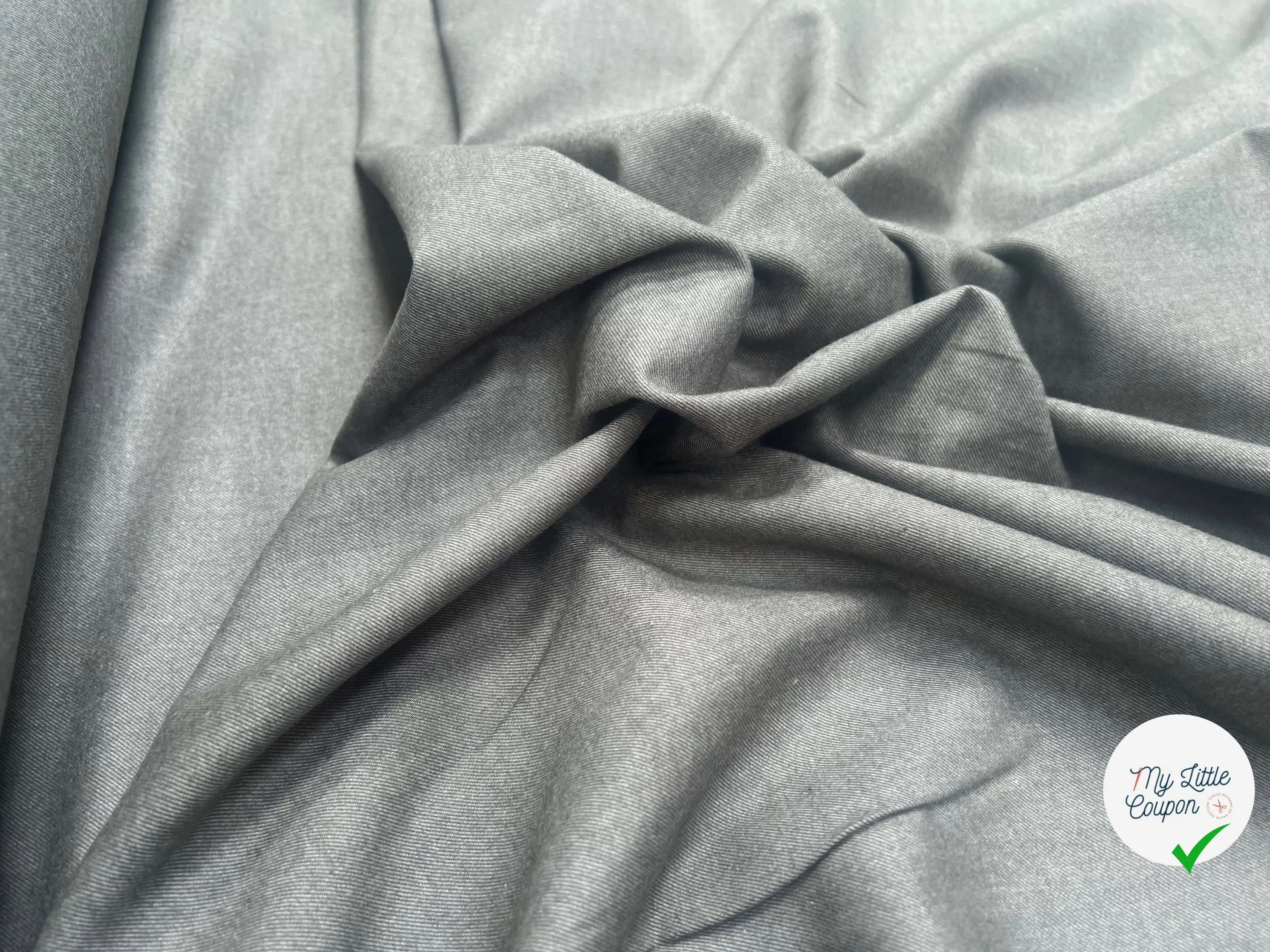 FLANELLE DE COTON SERGEE VERT TILLEUL DOUCE - My Little Coupon