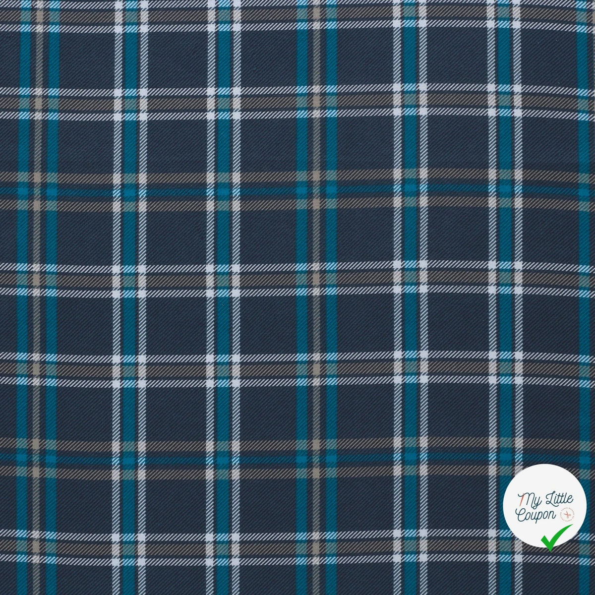 FLANELLE DE COTON TARTAN BLEU MARINE - My Little Coupon