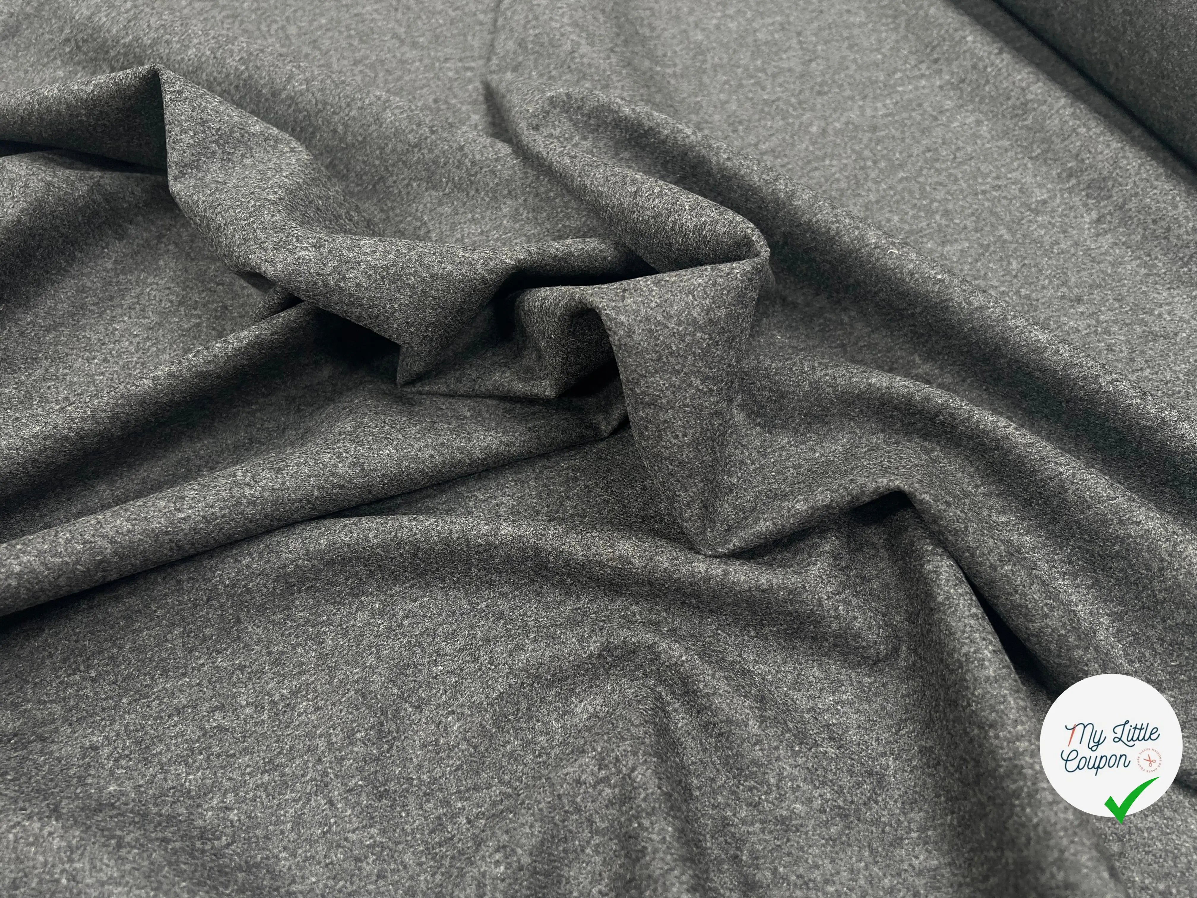 FLANELLE DE LAINE GRIS MOUCHETÉ UNI - My Little Coupon