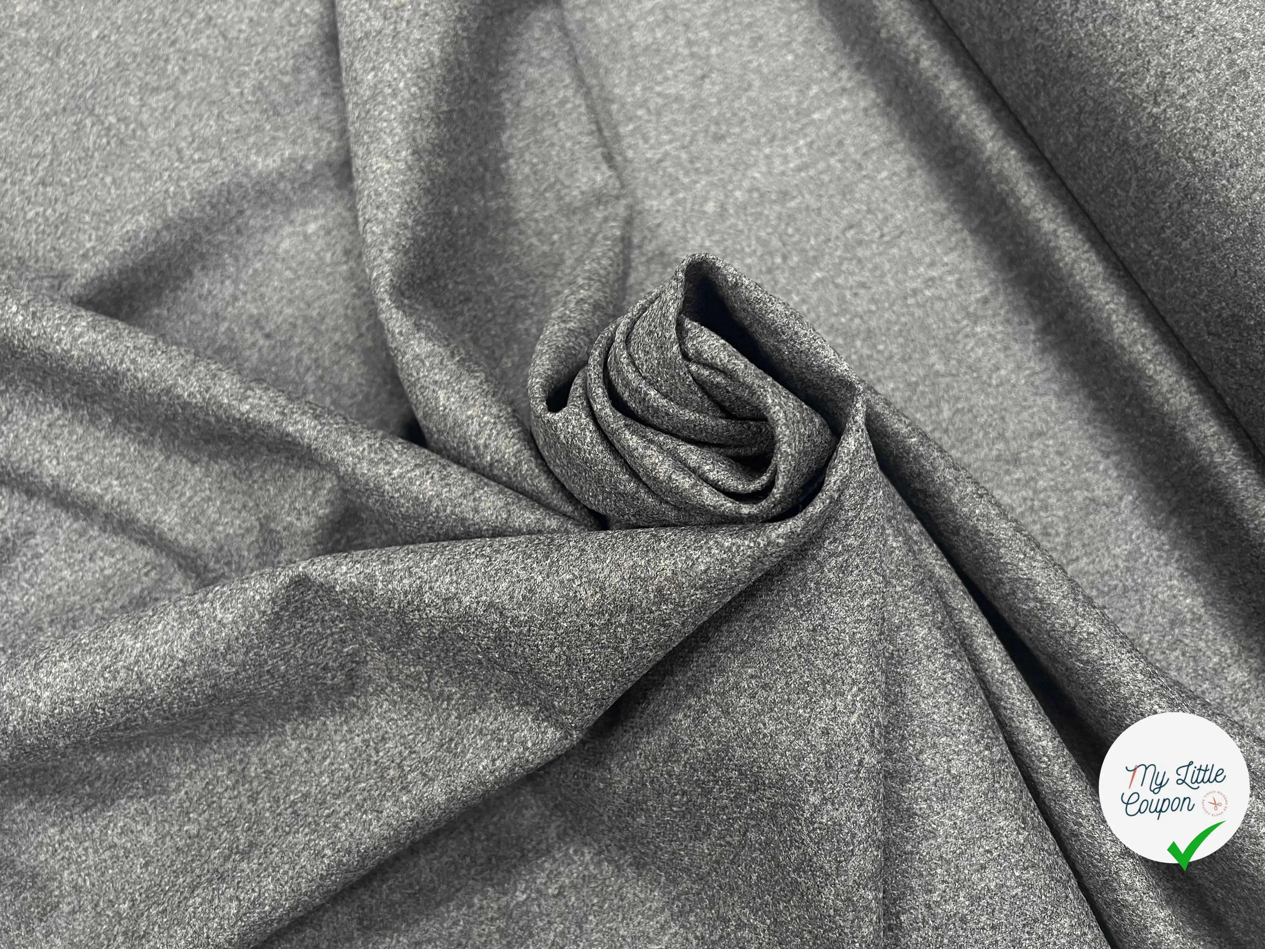 FLANELLE DE LAINE GRIS MOUCHETÉ UNI - My Little Coupon