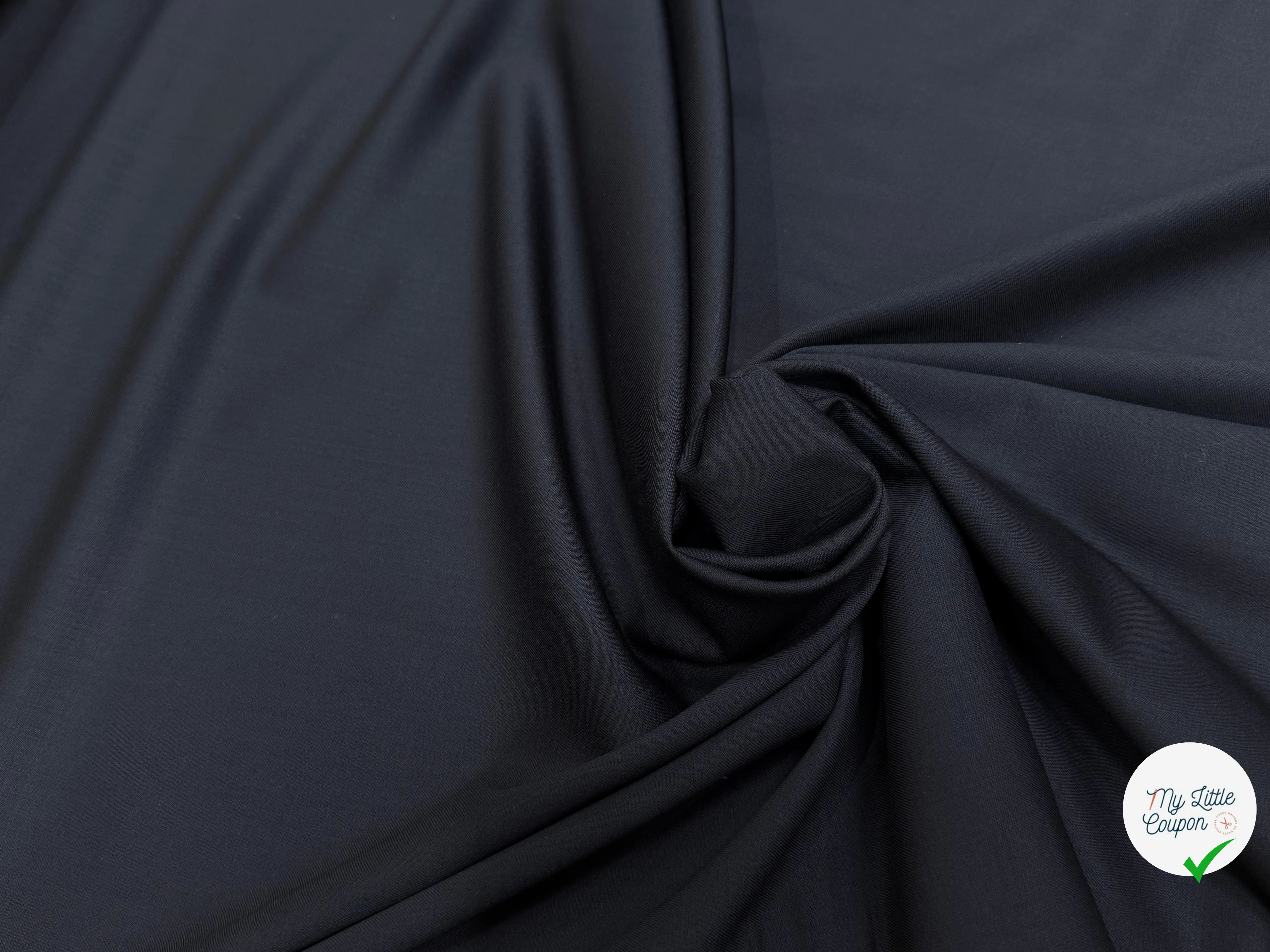 FLANELLE DE LAINE STRETCH BLEU MARINE TRÈS BEAU TOUCHER - My Little Coupon