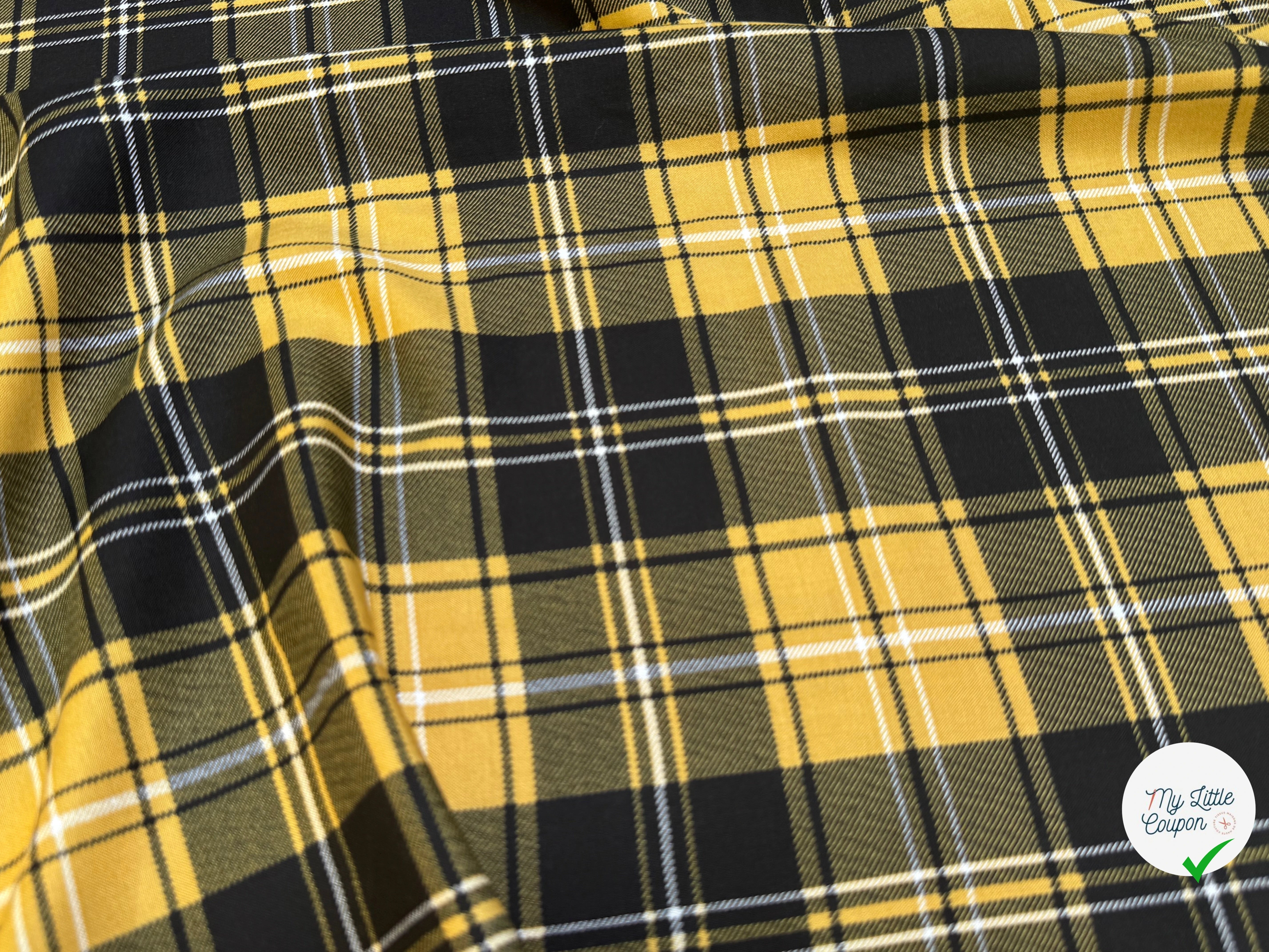FLANELLE VISCOSE TARTAN JAUNE NOIR - My Little Coupon
