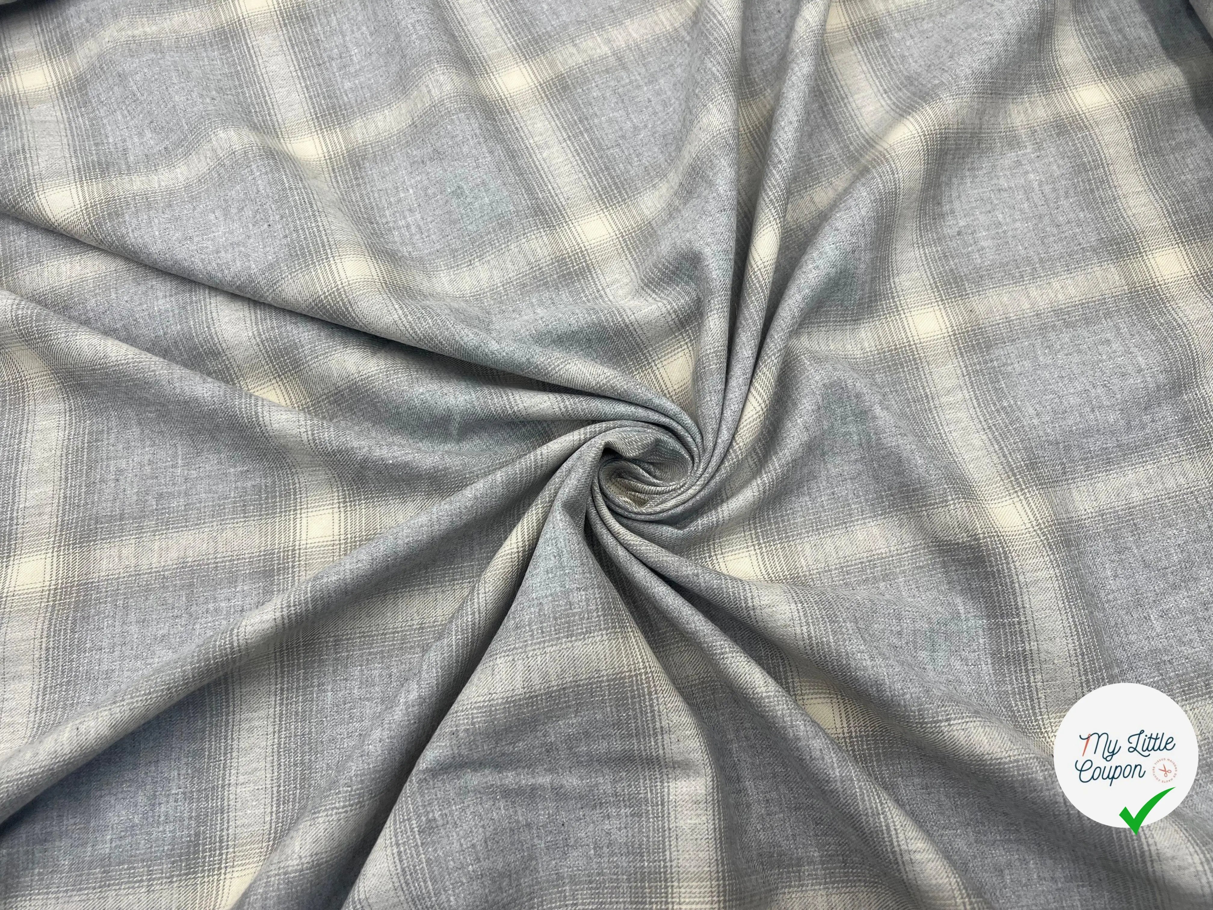FLANELLETTE DE COTON CARREAUX GRIS PÂLE - My Little Coupon - tissu - coudre