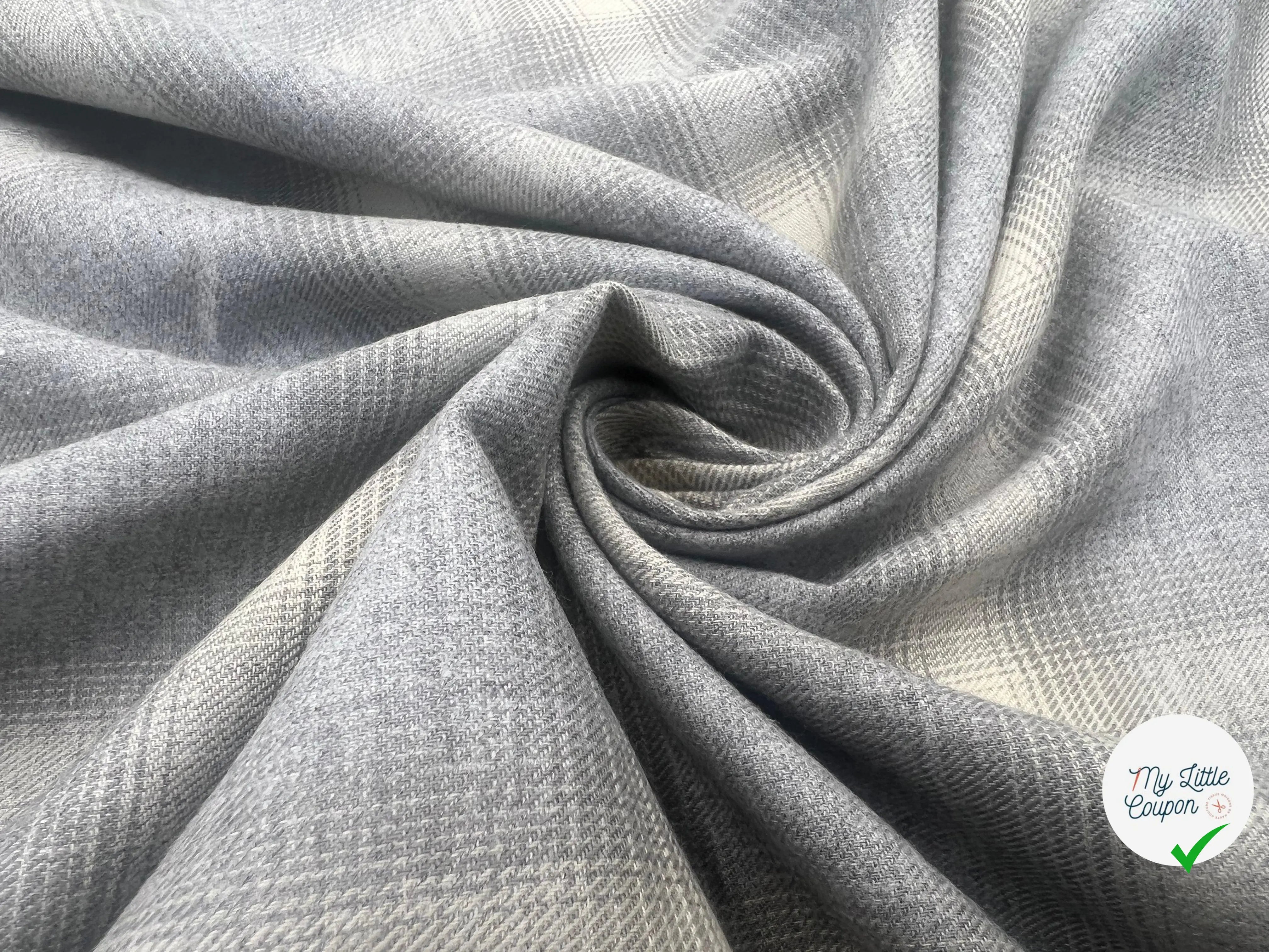 FLANELLETTE DE COTON CARREAUX GRIS PÂLE - My Little Coupon - tissu - coudre