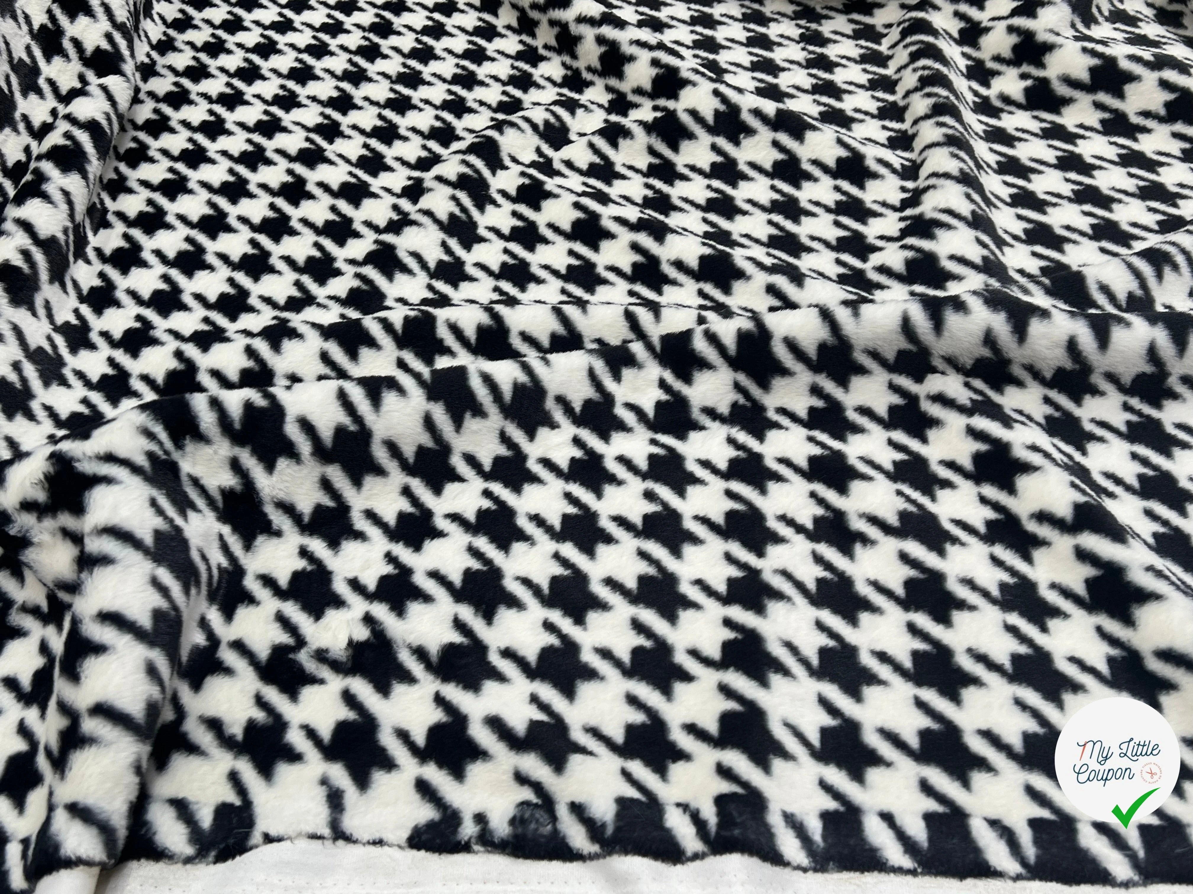 FOURRURE À POILS DOUX PIED DE COQ BLANC NOIR - My Little Coupon