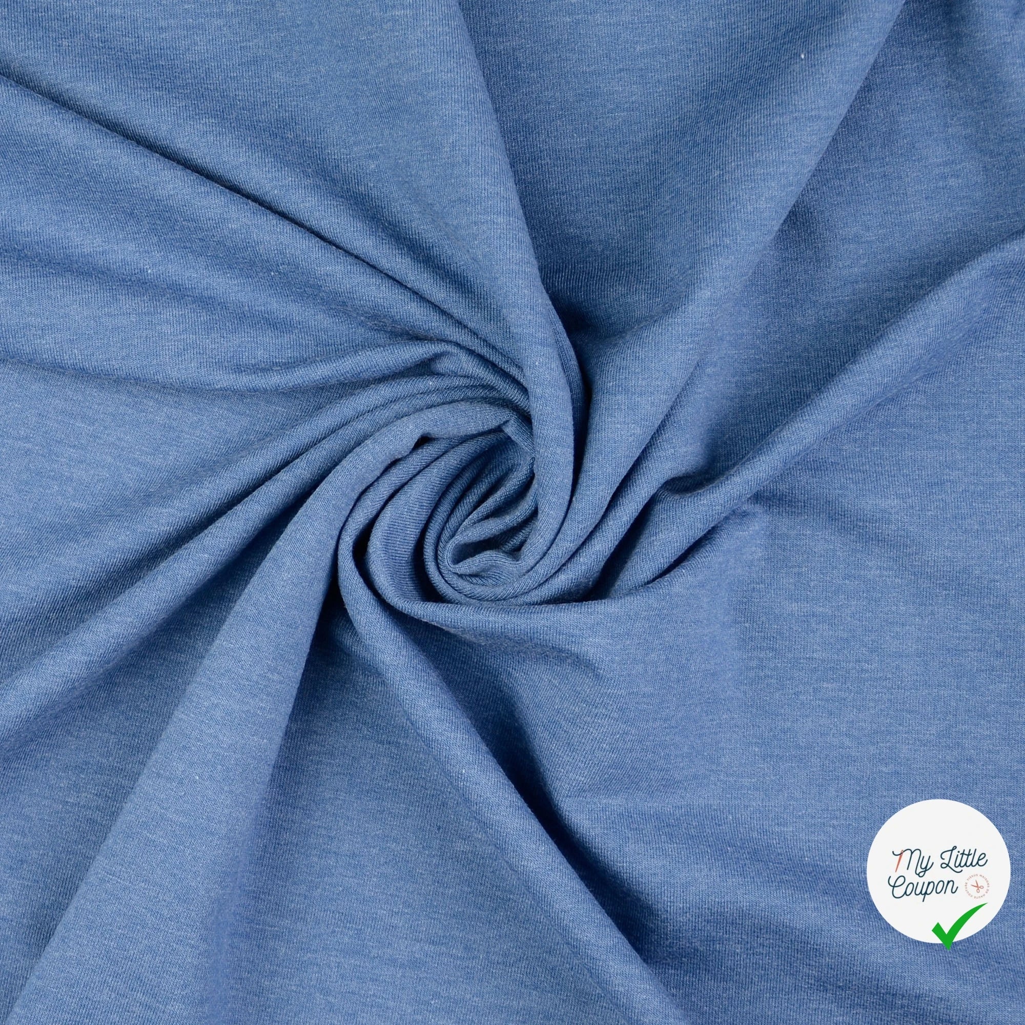 FRENCH TERRY COTON UNICOLORE INDIGO - My Little Coupon