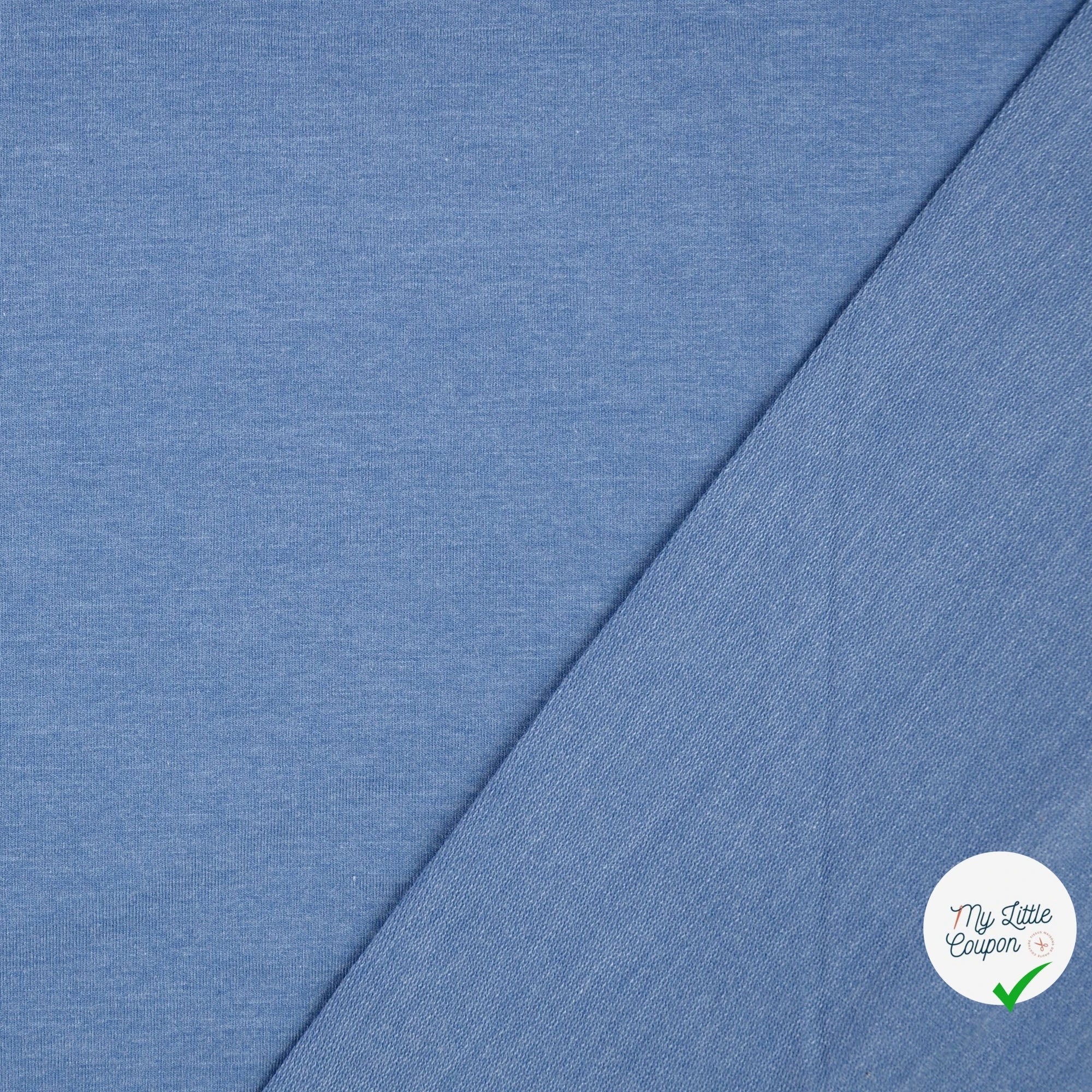 FRENCH TERRY COTON UNICOLORE INDIGO - My Little Coupon