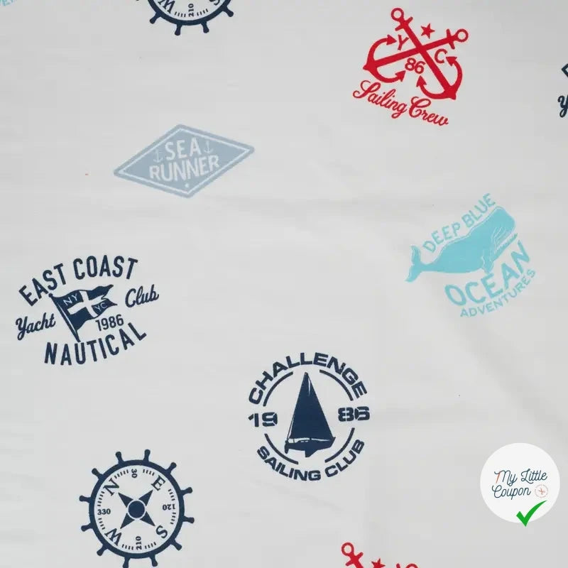 FRENCH TERRY IMPRIMÉ NAUTICAL ECRU - My Little Coupon