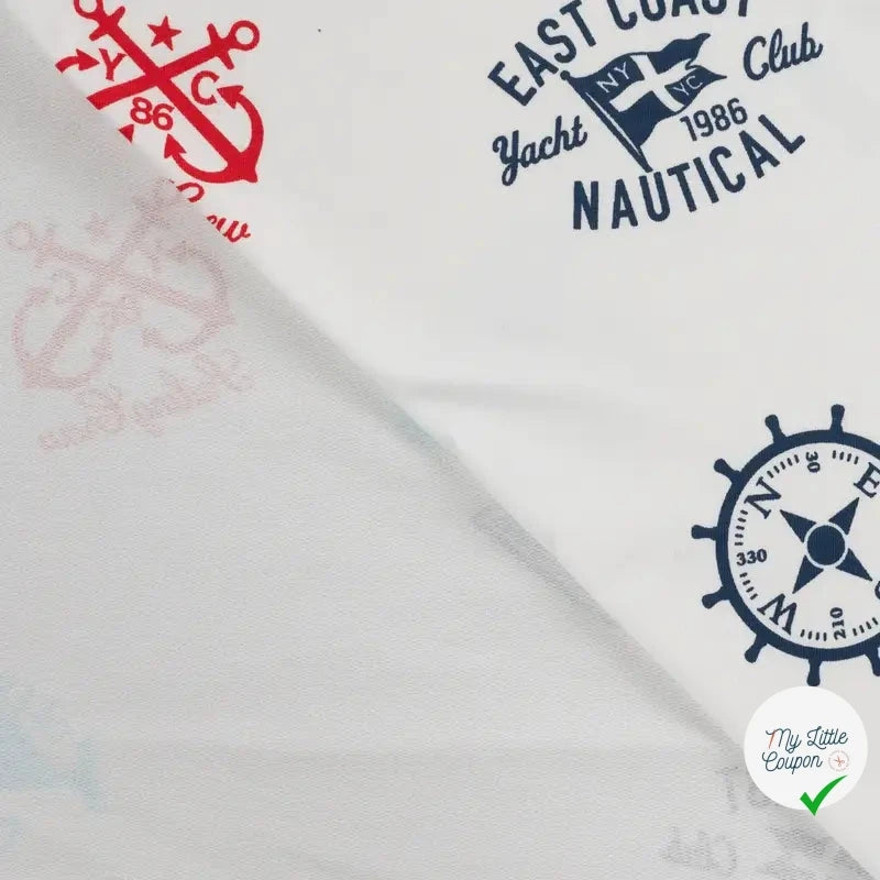 FRENCH TERRY IMPRIMÉ NAUTICAL ECRU - My Little Coupon