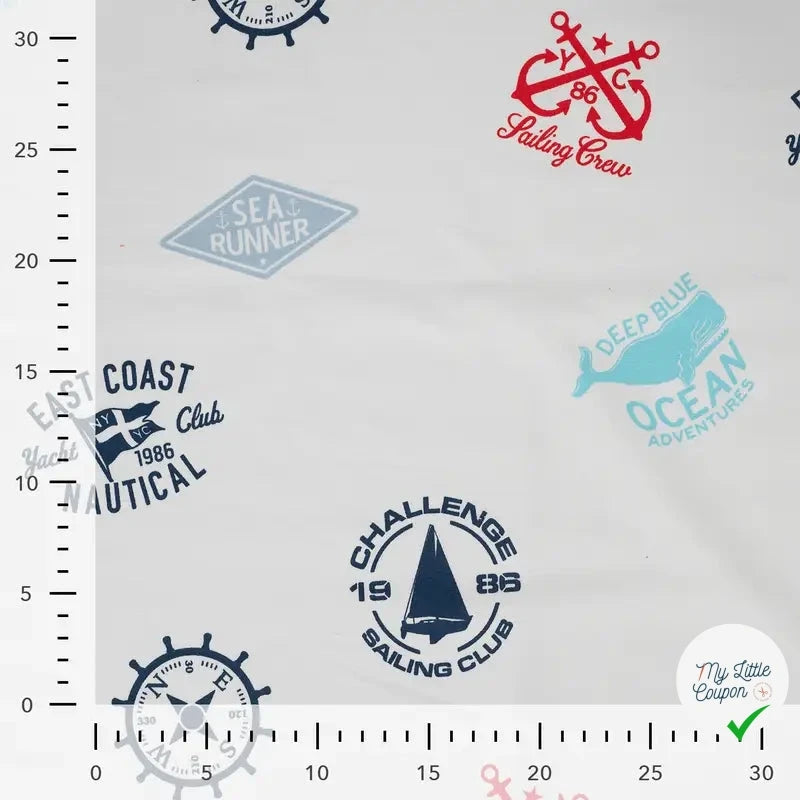 FRENCH TERRY IMPRIMÉ NAUTICAL ECRU - My Little Coupon