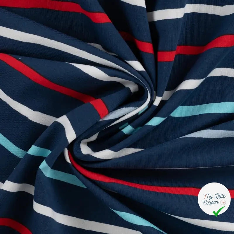FRENCH TERRY IMPRIMÉ STRIPES DENIM - My Little Coupon