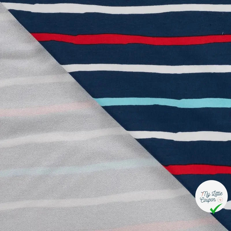 FRENCH TERRY IMPRIMÉ STRIPES DENIM - My Little Coupon