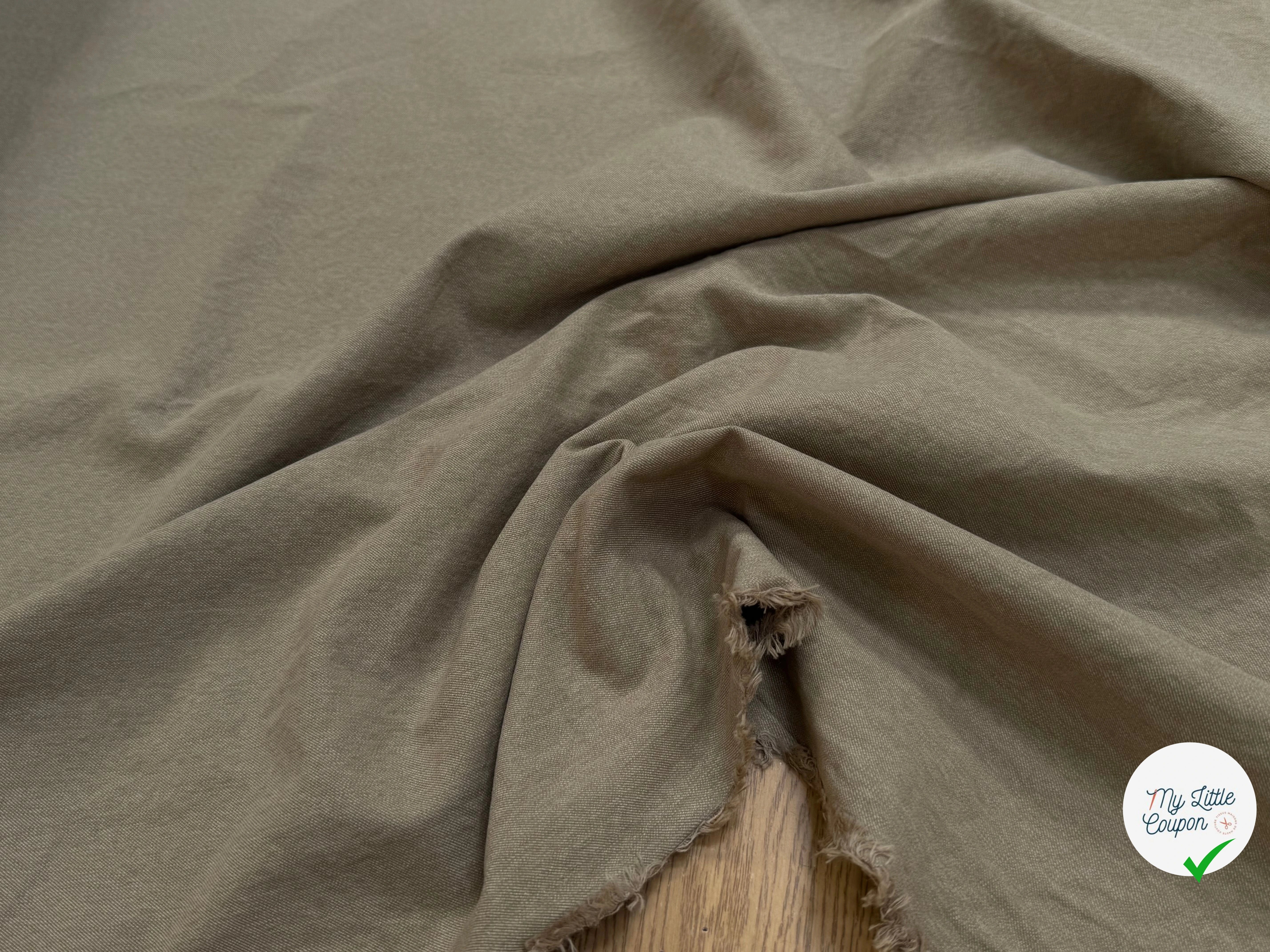 GABARDINE 100% COTON SABLÉE ESPRIT DENIM ULTRA BELLE BEIGE TAUPE - My Little Coupon